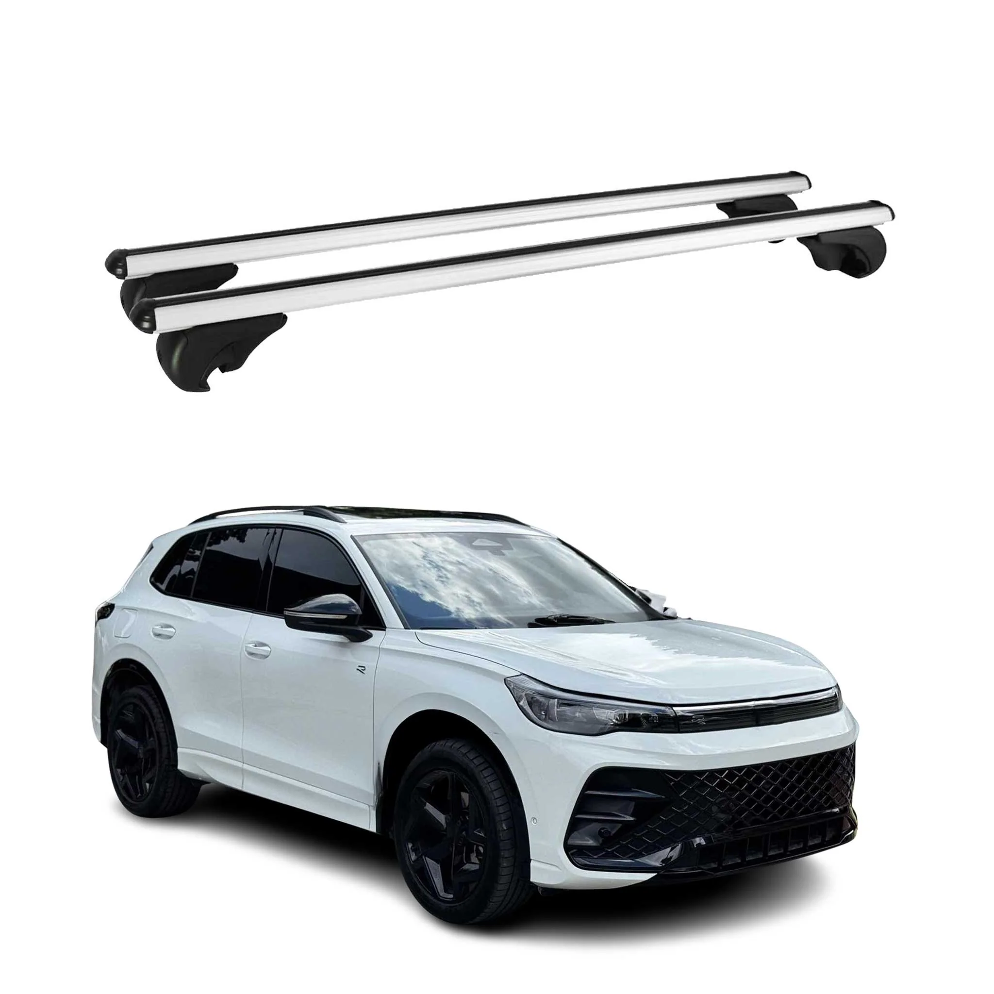 2025-2026 VW Tiguan Roof Rack Cross Bars Luggage Carrier Alu Silver 2Pcs