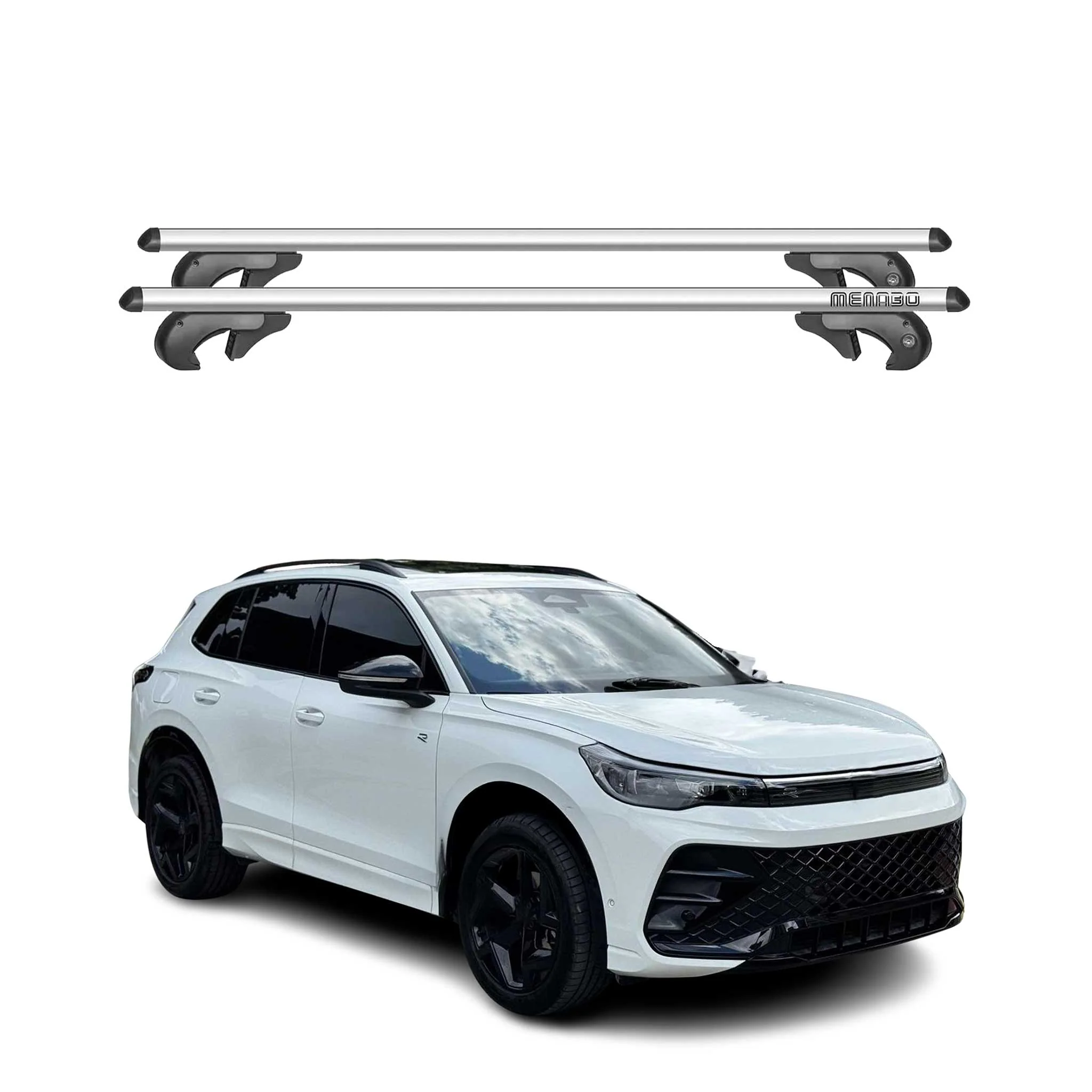 2025-2026 VW Tiguan Roof Rack Cross Bars Luggage Carrier Gray Aluminium 2 Pieces