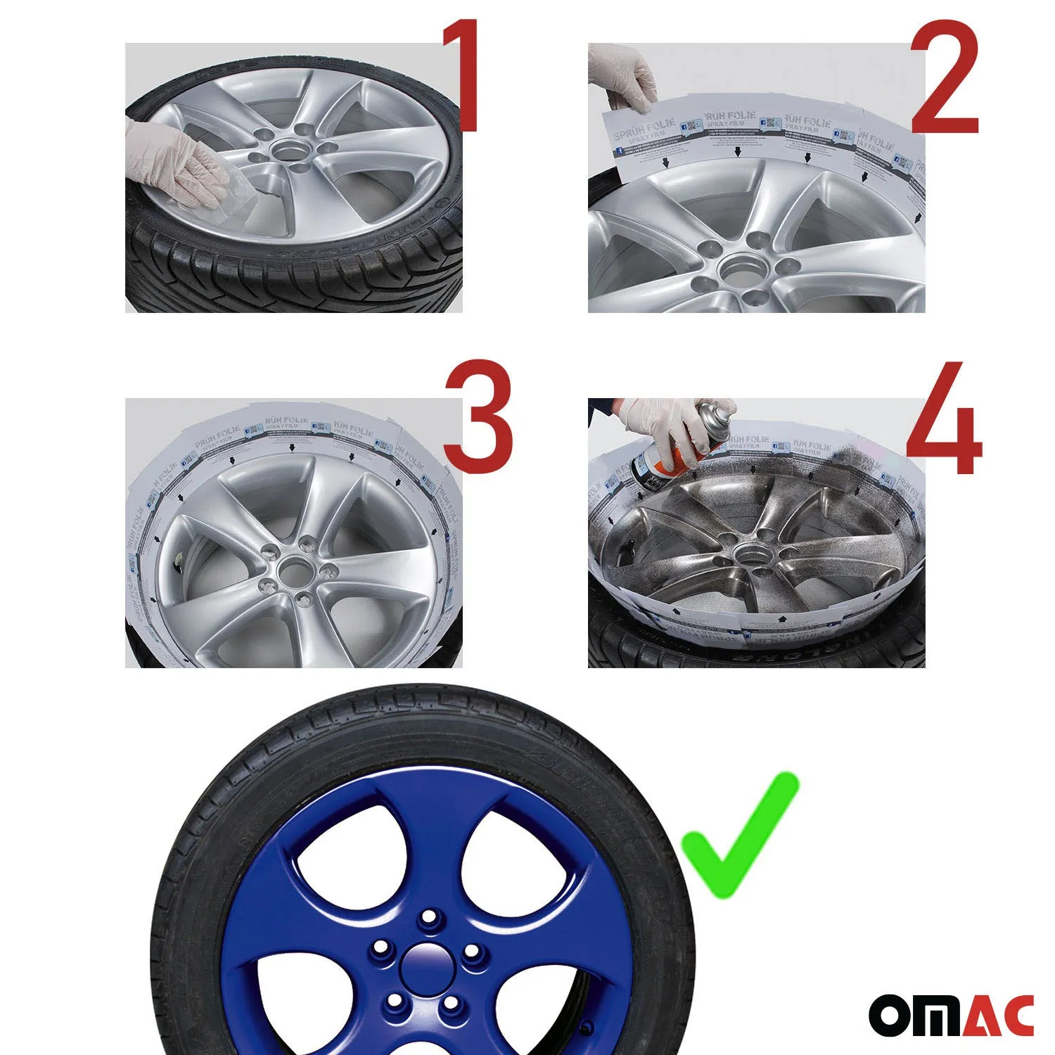 2x Foliatec Wheel Rim Hubcaps Spray Paint Blue Glossy 13.5 Oz - Image 3