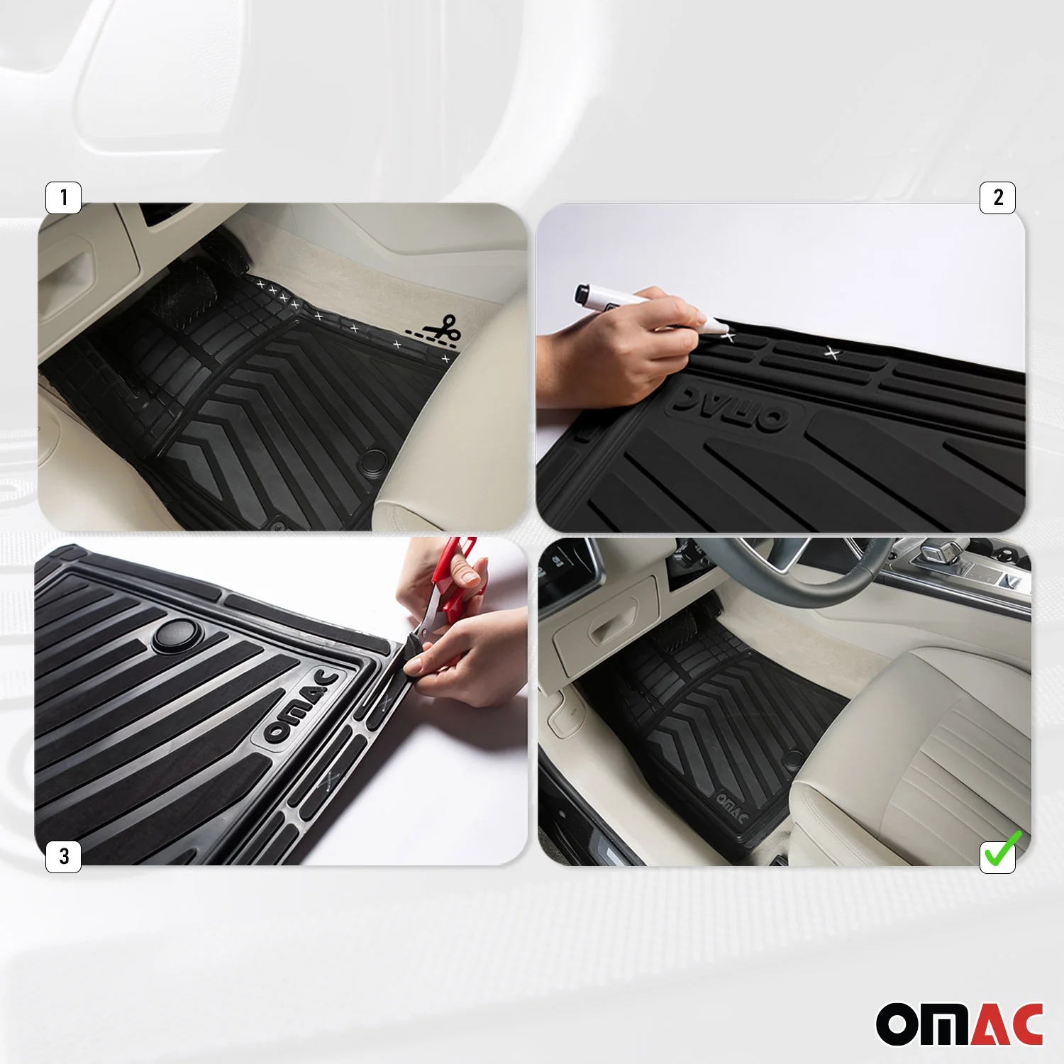 2008-2016 Chrysler Town & Country Semi-Custom fit Floor Mats Liner All Weather 3D Black Waterproof 4Pcs - Image 4
