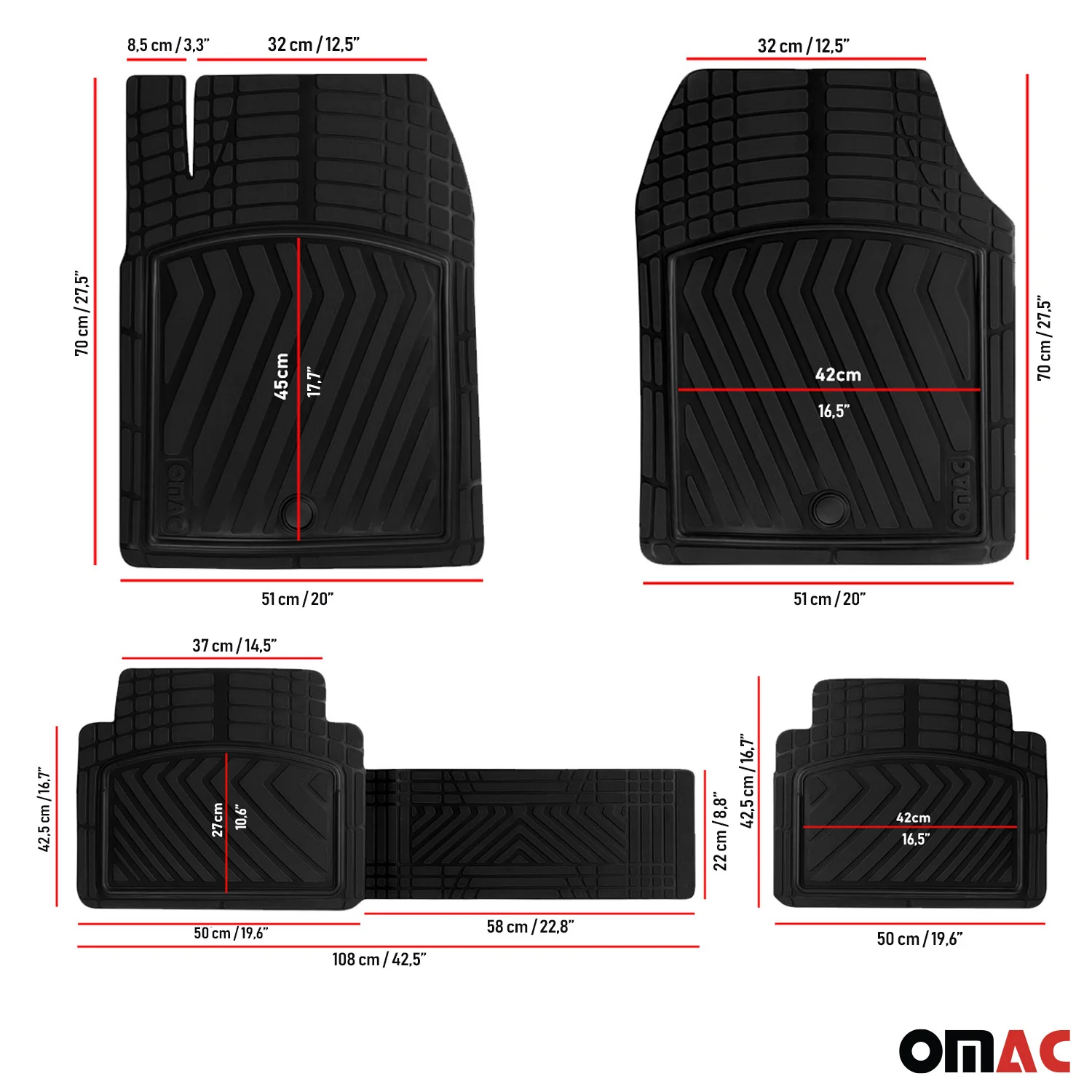 GMC Terrain Semi-Custom fit Floor Mats Liner All Weather 3D Black Waterproof 4Pcs - Image 7