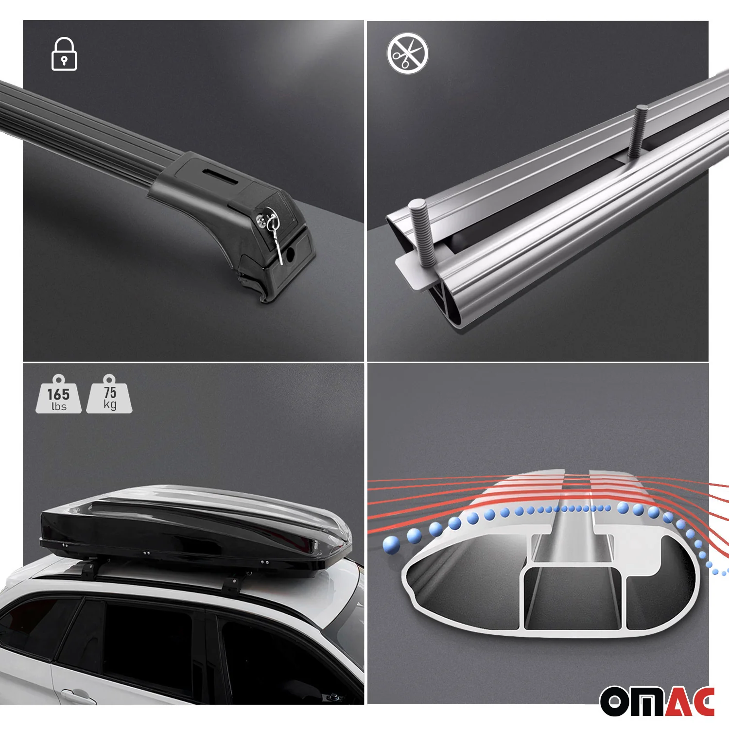 2016-2020 Kia Sorento Roof Rack Cross Bars Silver - Image 4