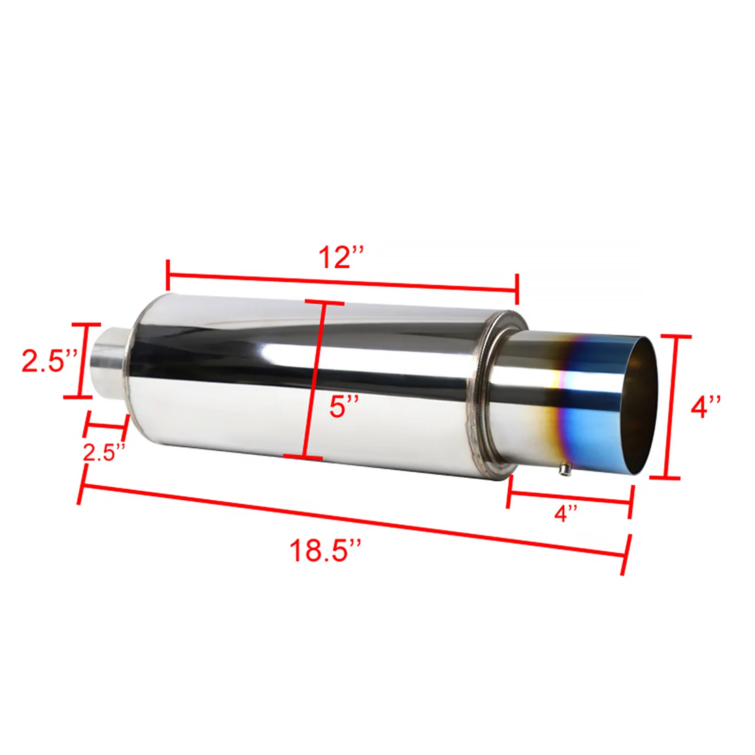 Apexi N1 Style 2.5" Inlet Exhaust Muffler - 4" Burnt Blue Titanium Tip - Image 2