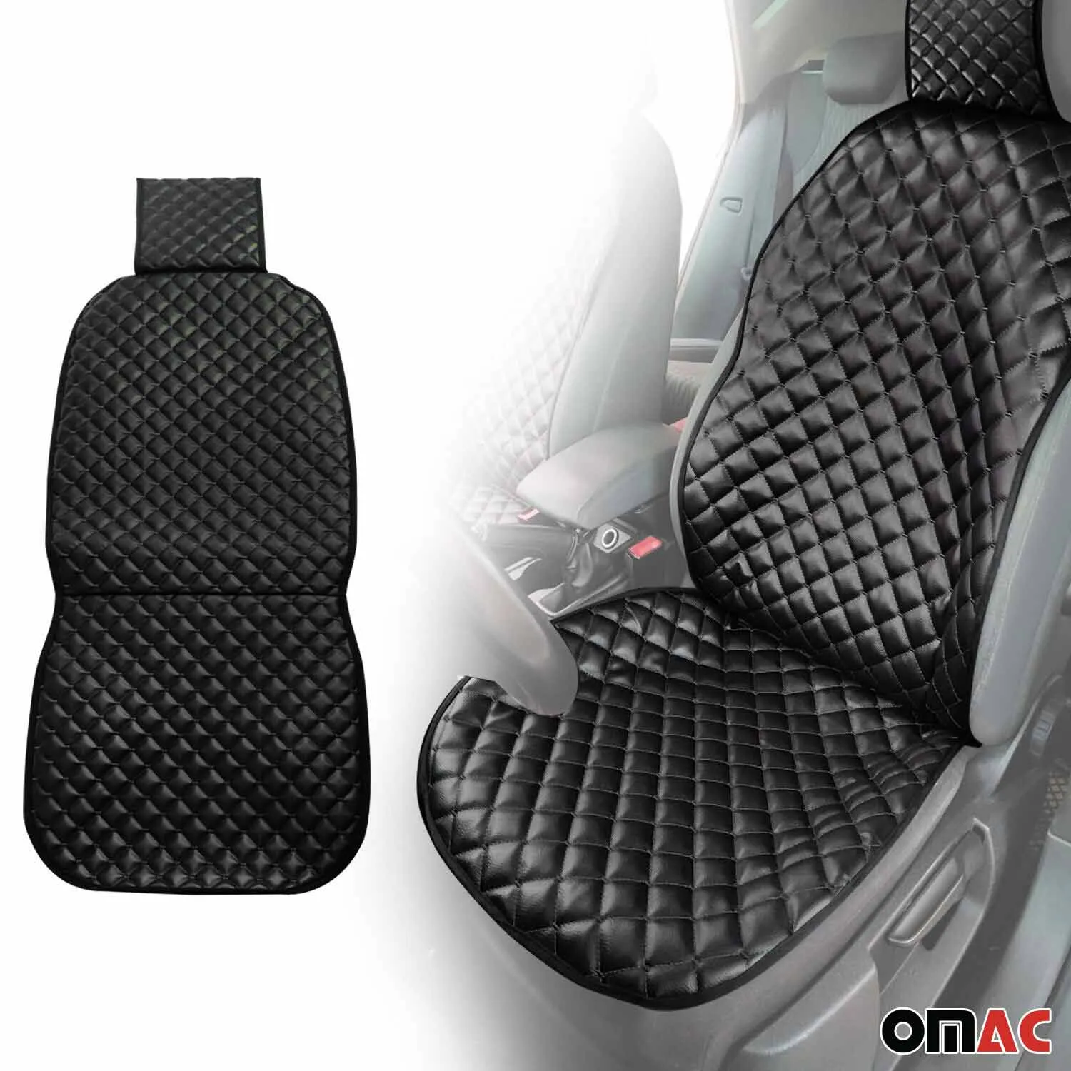 RAM Leather Breathable Front Seat Cover Pads Black 1Pc - Image 2
