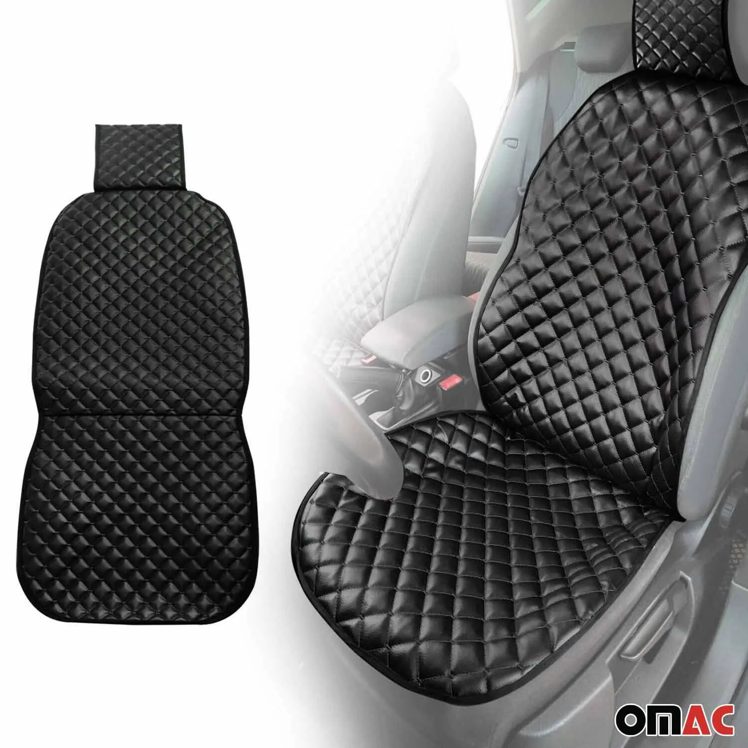 Jaguar Leather Breathable Front Seat Cover Pads Black - Image 2
