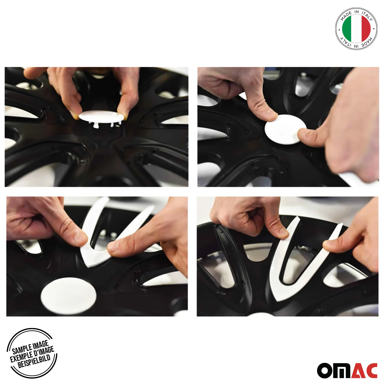 Bicolo Hub Caps Wheel Cover 14" Black Matt & Yellow Full Set 4 pcs. - Image 5