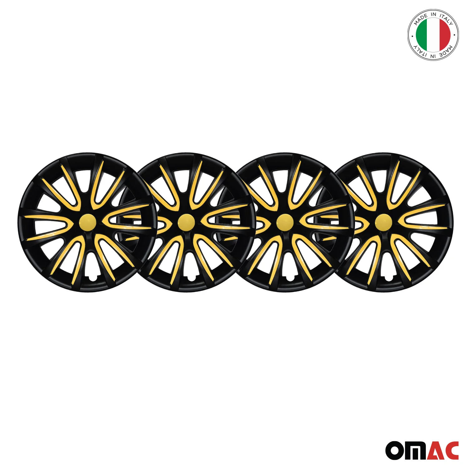 Bicolo Hub Caps Wheel Cover 14" Black Matt & Yellow Full Set 4 pcs. - Image 8