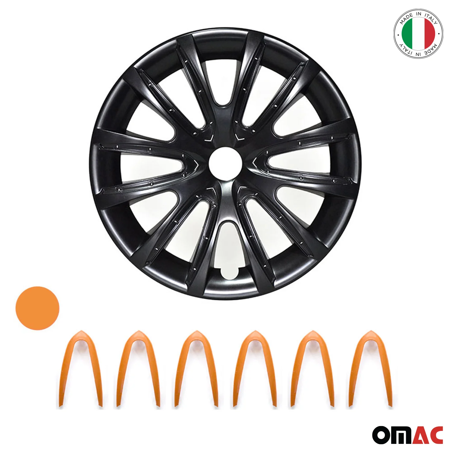 Bicolo Hub Caps Wheel Cover 14" Black & Orange Full Set 4 pcs. - Image 6