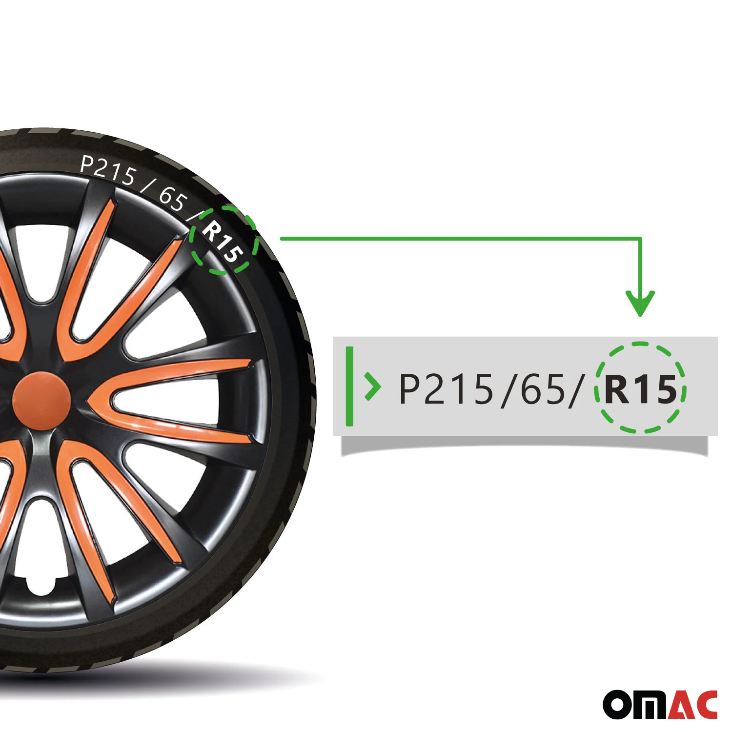 Bicolo Hub Caps Wheel Cover 14" Black & Orange Full Set 4 pcs. - Image 7