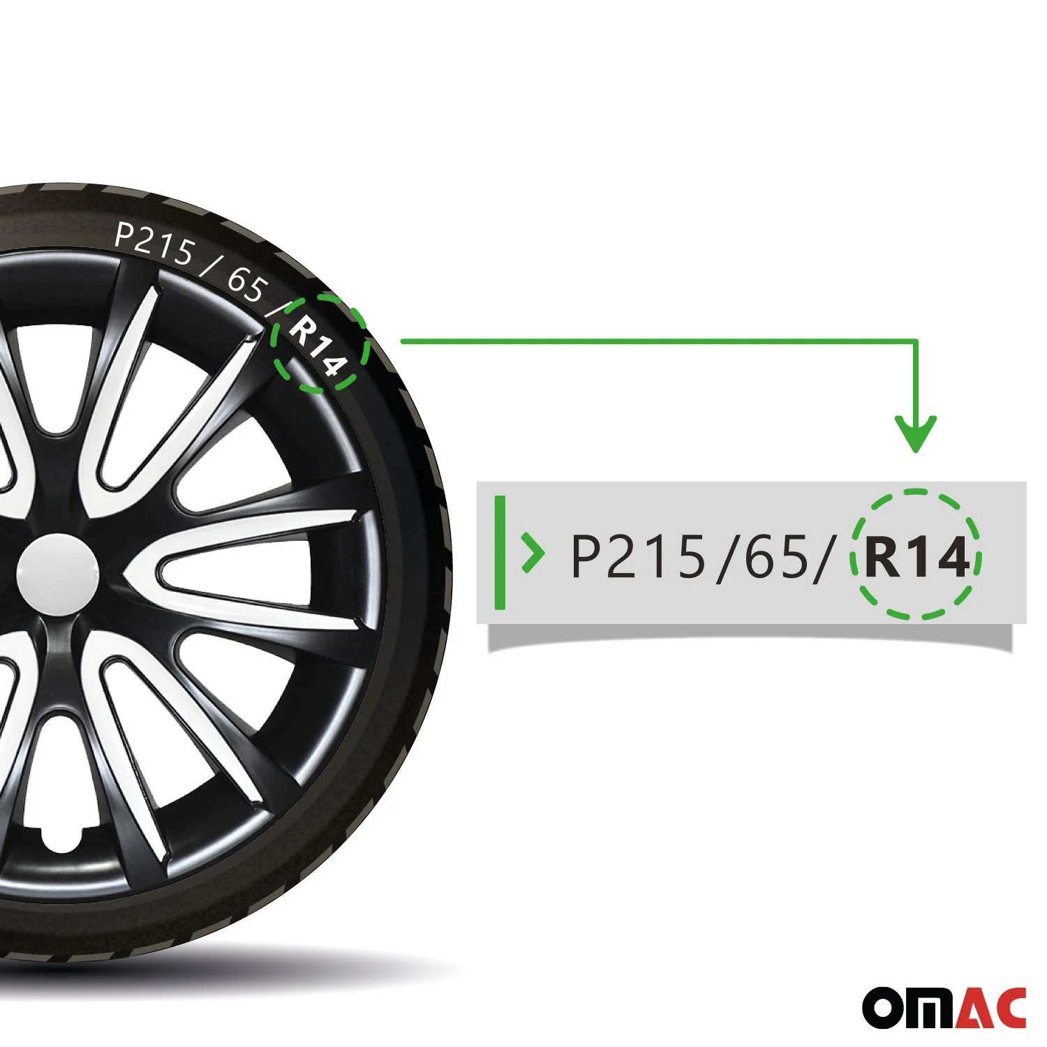 Bicolo Hub Caps Wheel Cover 14" Black & White Full Set 4 pcs. - Image 7