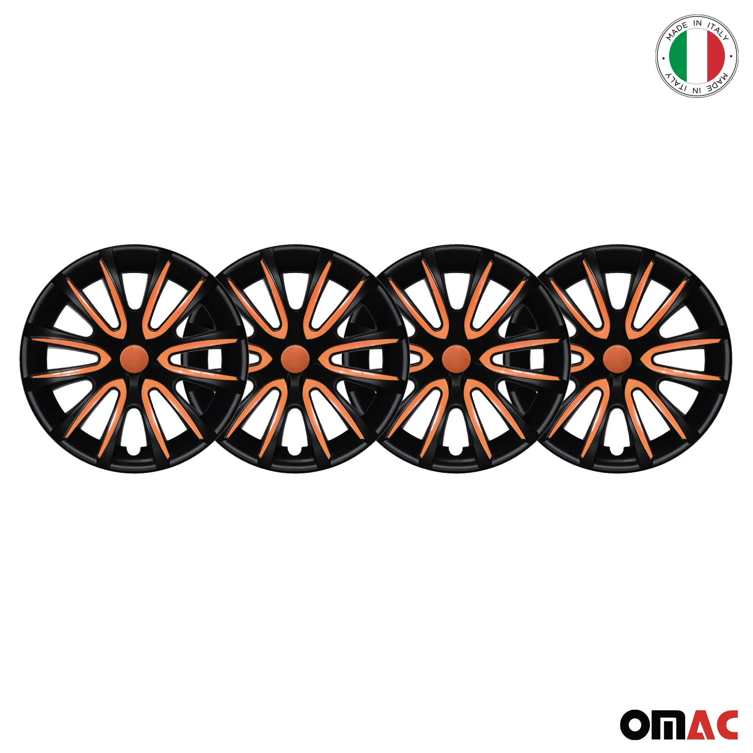 Bicolo Hub Caps Wheel Cover 15" Black Matt & Orange Full Set 4 pcs. - Image 8