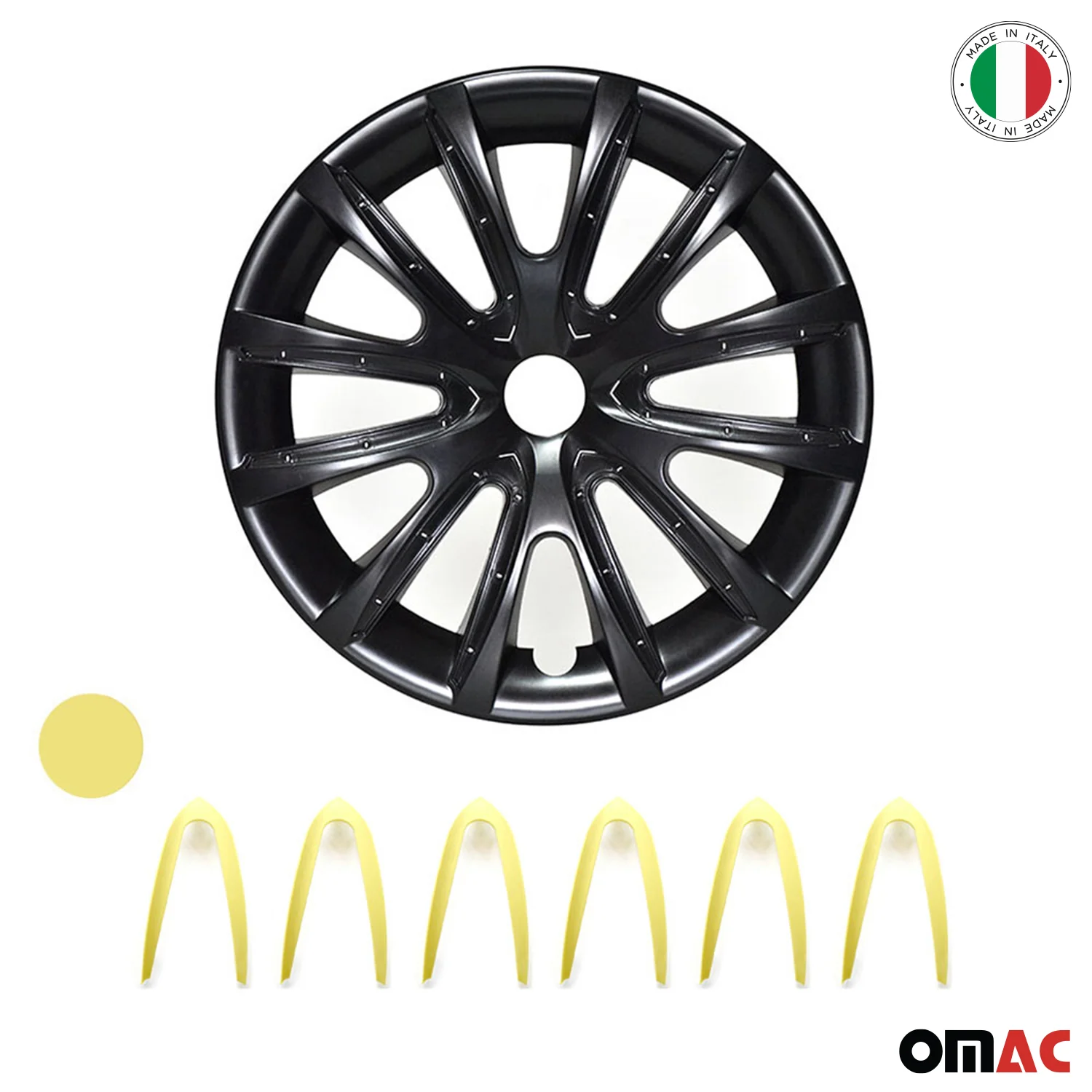 Bicolo Hub Caps Wheel Cover 15" Black & Yellow Full Set 4 pcs. - Image 6