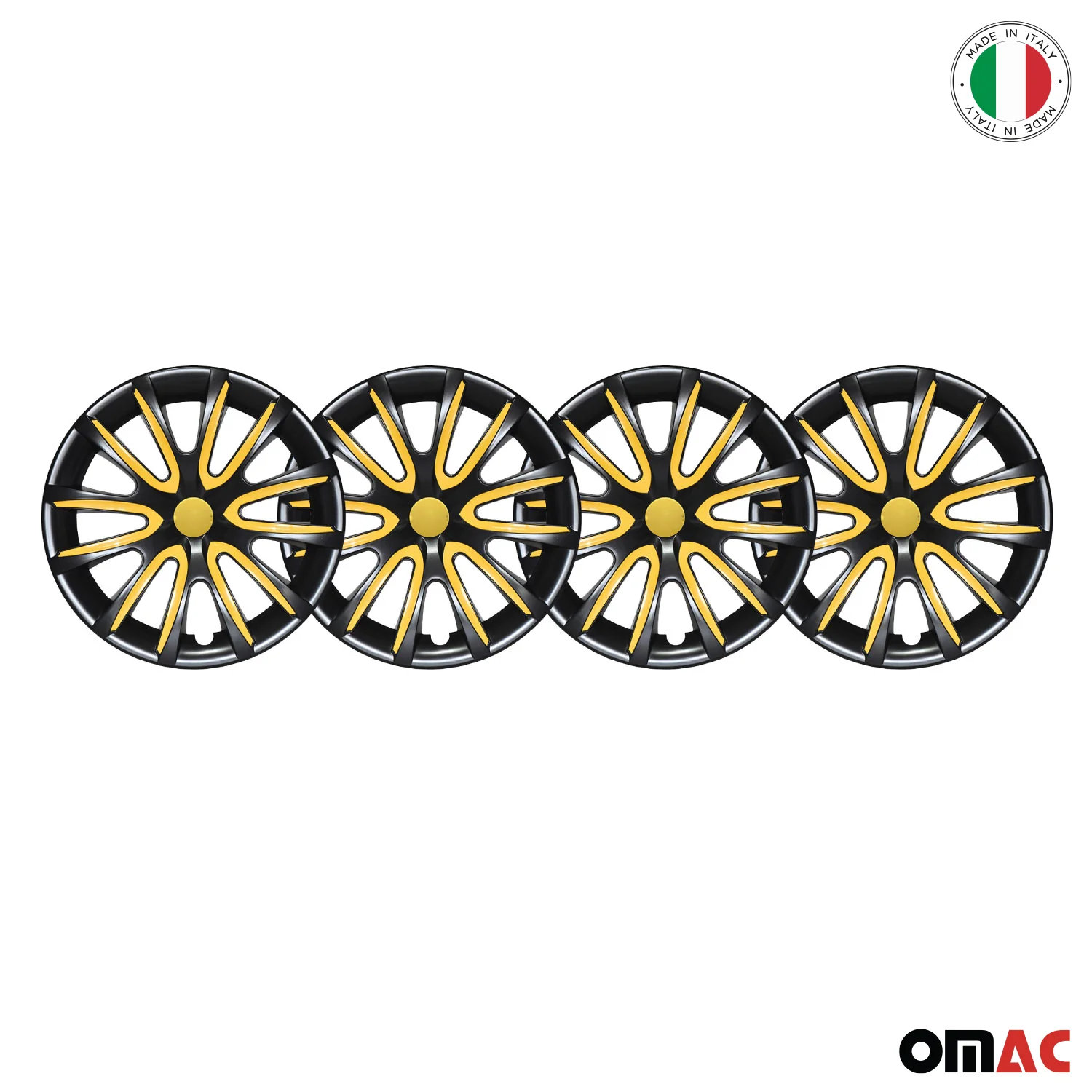 Bicolo Hub Caps Wheel Cover 15" Black & Yellow Full Set 4 pcs. - Image 8