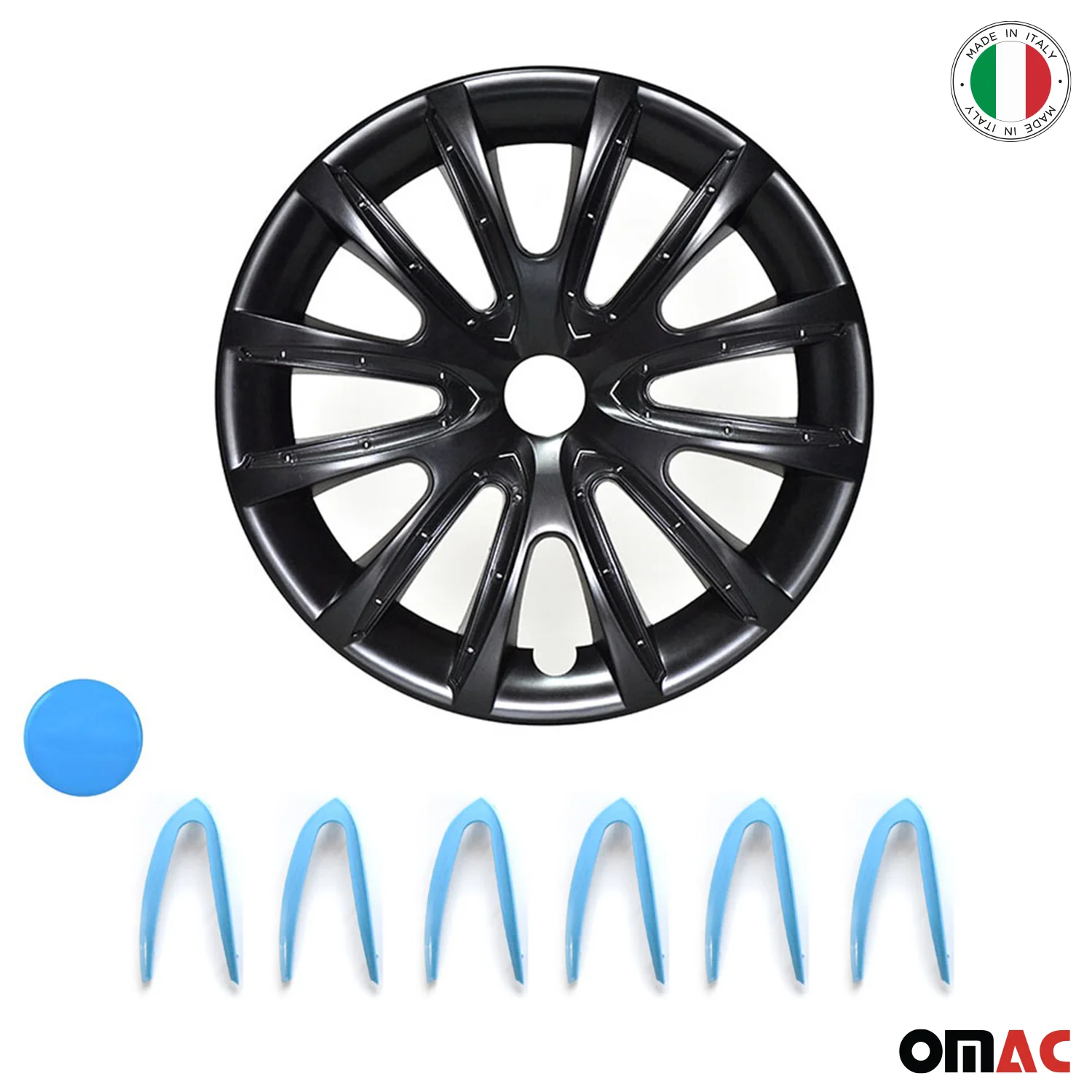 Bicolo Hub Caps Wheel Cover 16" Black & Blue Full Set 4 pcs. - Image 6