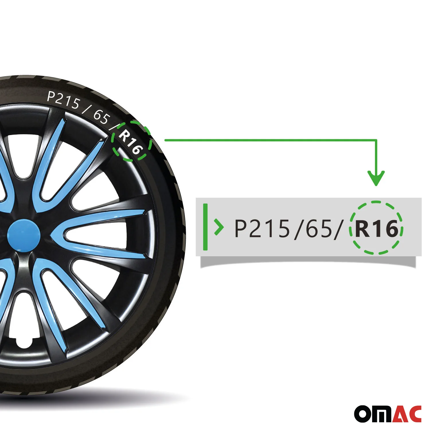Bicolo Hub Caps Wheel Cover 16" Black & Blue Full Set 4 pcs. - Image 7