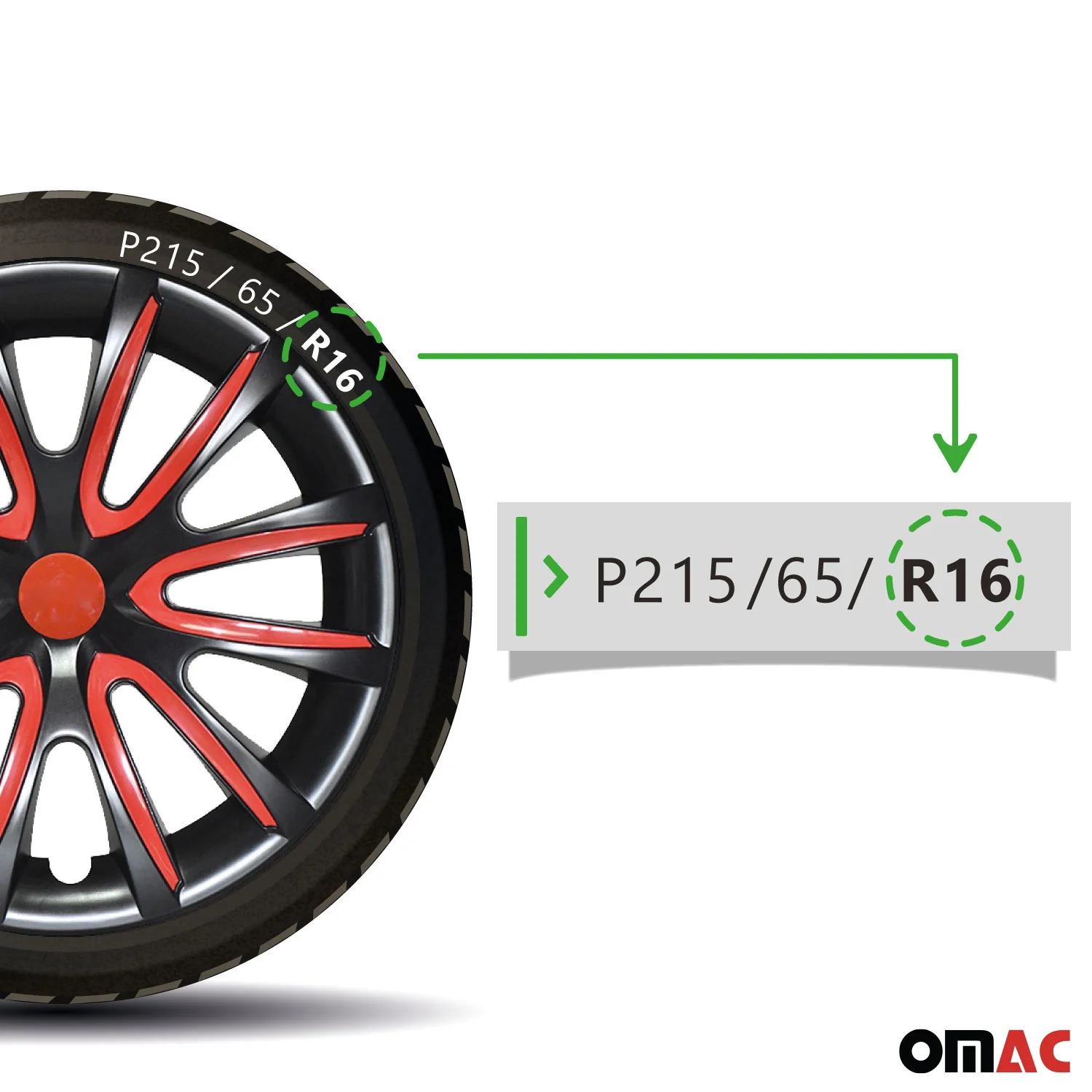 Bicolo Hub Caps Wheel Cover 16" Black & Red Full Set 4 pcs. - Image 7