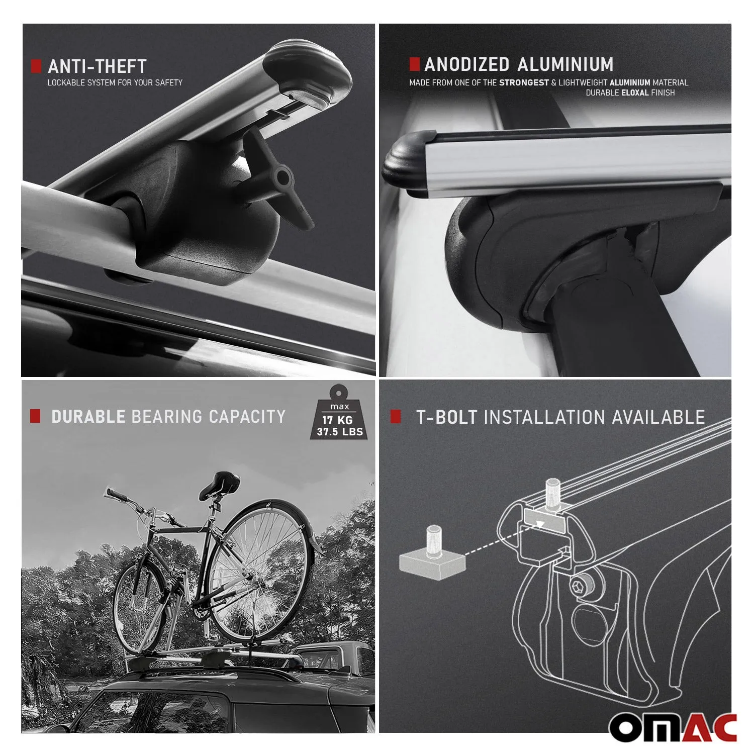 2010-2013 Kia Soul Bike Rack Carrier Roof Racks Set Silver 3Pcs - Image 3