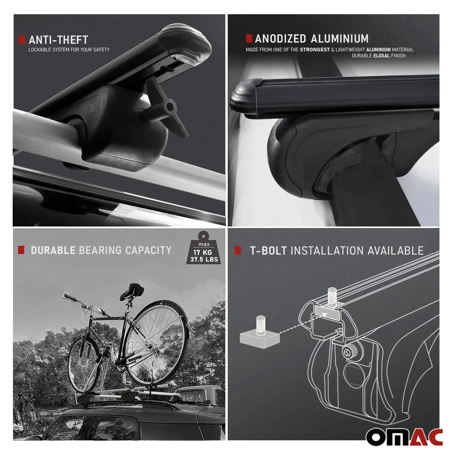 2017-2024 Nissan Armada Bike Rack Carrier Roof Racks Set Black 3Pcs - Image 3