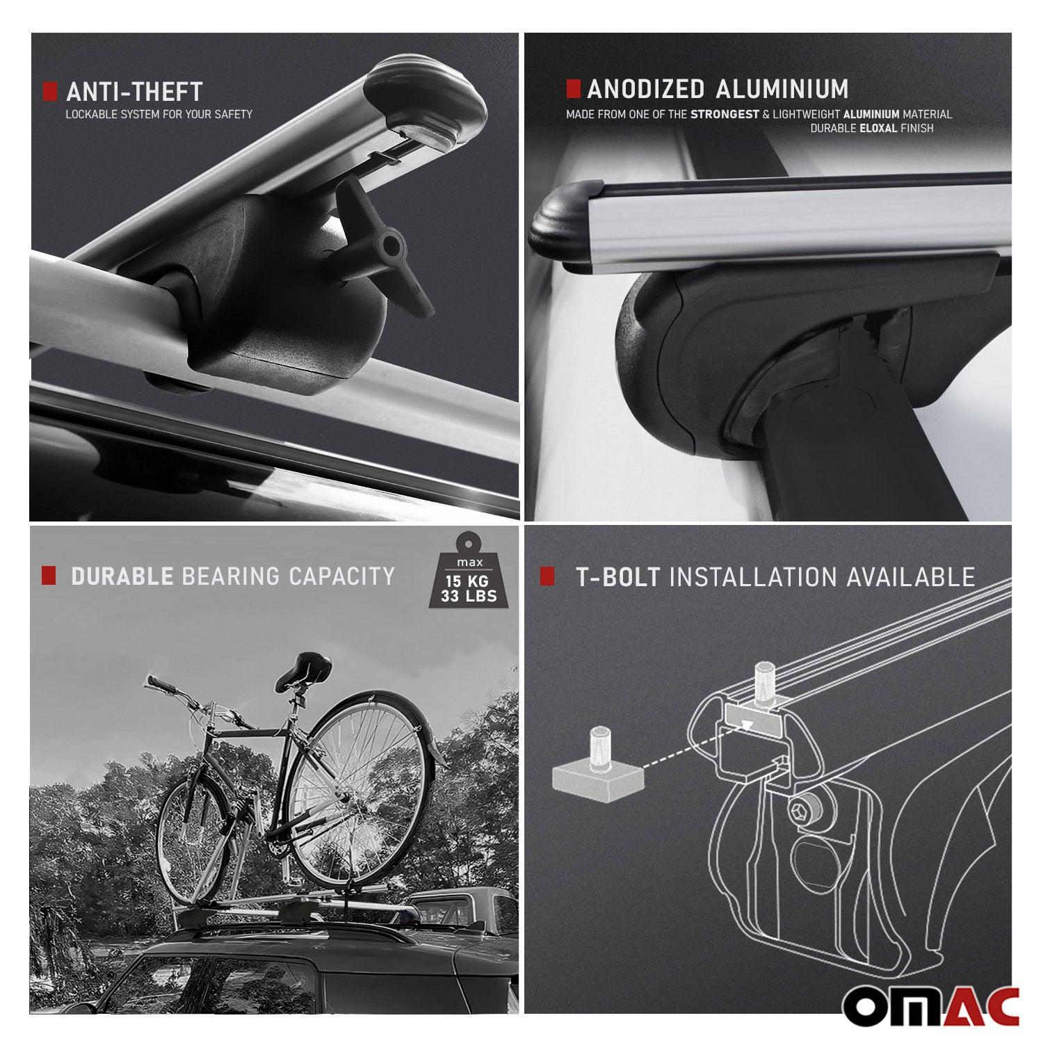 2021-2024 Ford Bronco Sport Bike Rack Carrier Roof Racks Set Gray 3Pcs - Image 3