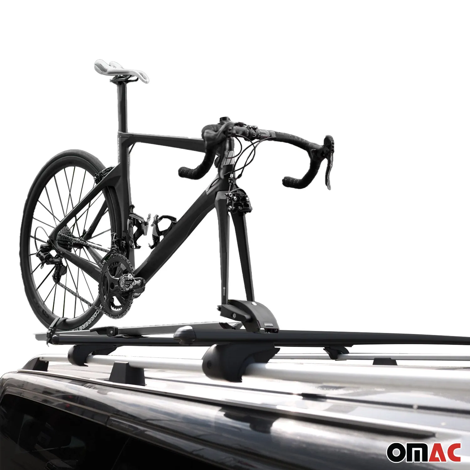 Cross Bar Pro Bike Carrier Set Roof Mount Rack Aluminum 59" Black - Image 2