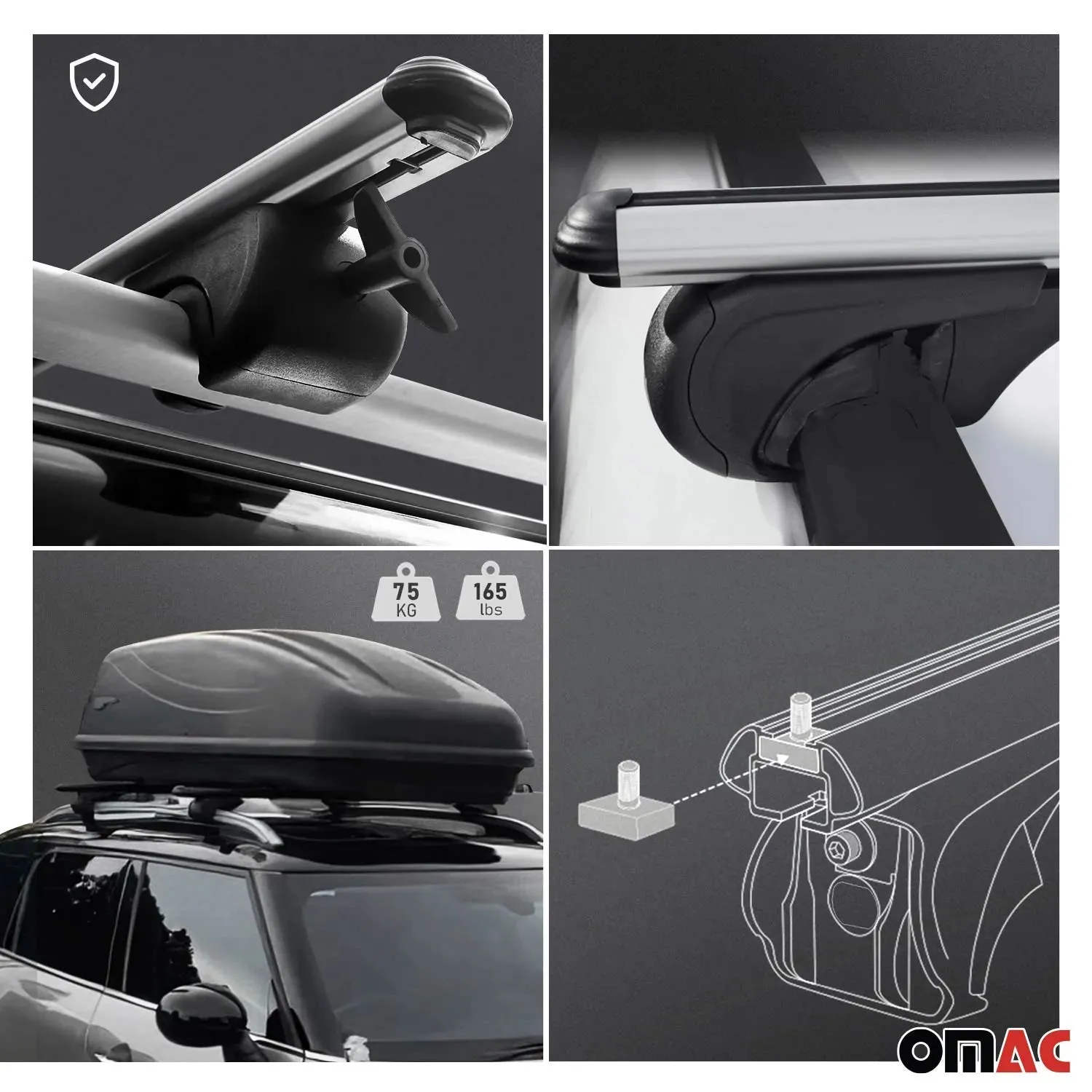 Bike Carrier Roof Rail Rack Cross Bars Luggage 47" Silver Aluminum Set - Image 4