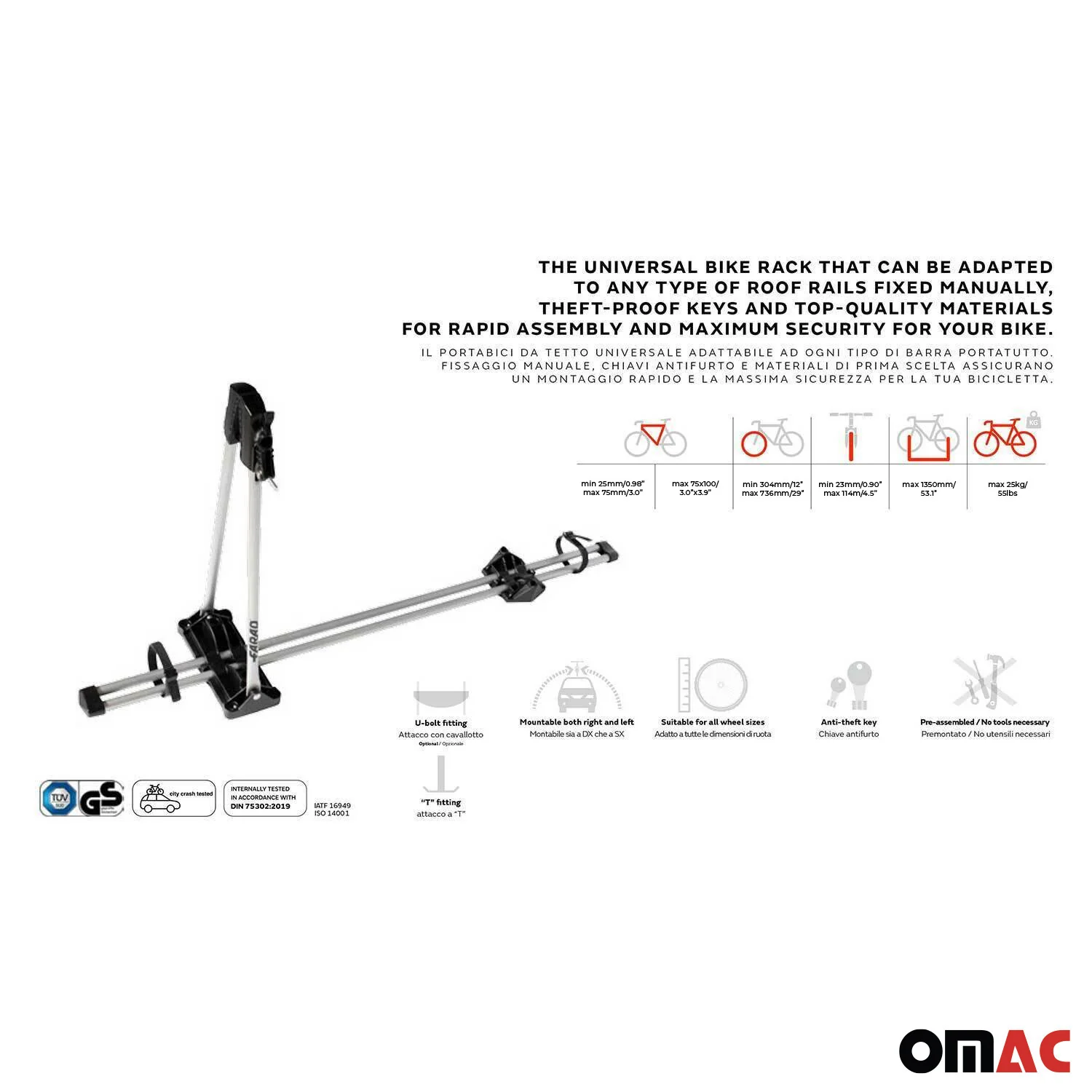 Bike Rack Mount Bicycle Carrier Lightweight Durable Aluminum Silver 2Pcs - Image 4