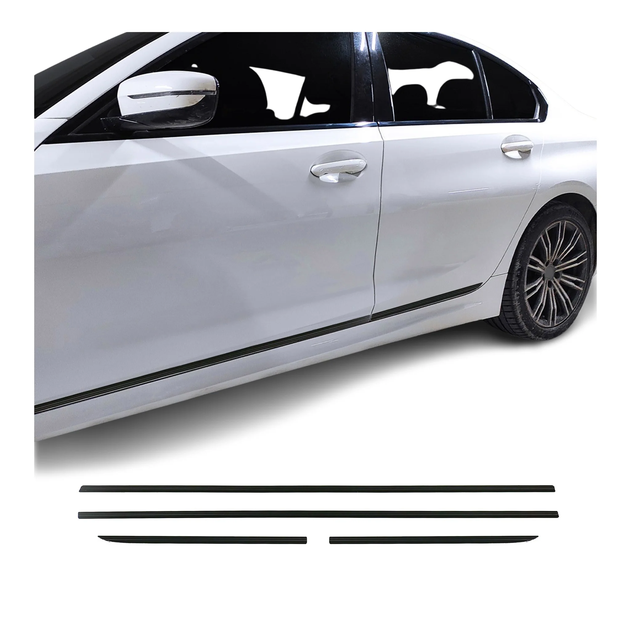 2006-2010 VW Jetta A5 Side Door Molding Trim Skirt Garnish Black 4 Pcs