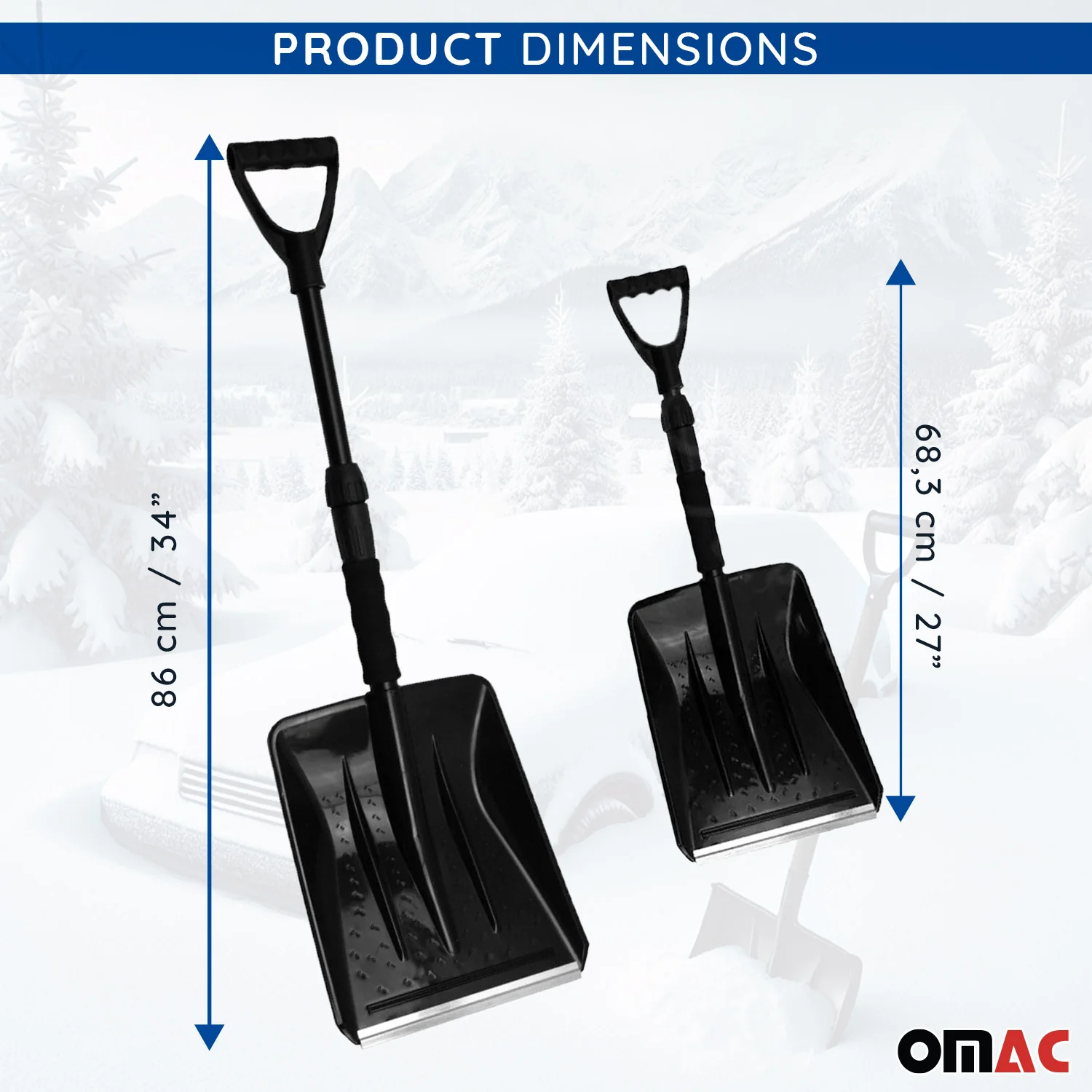 Snow Shovel with Scraper Compact Adjustable Lock Portable Lightweight - Image 4