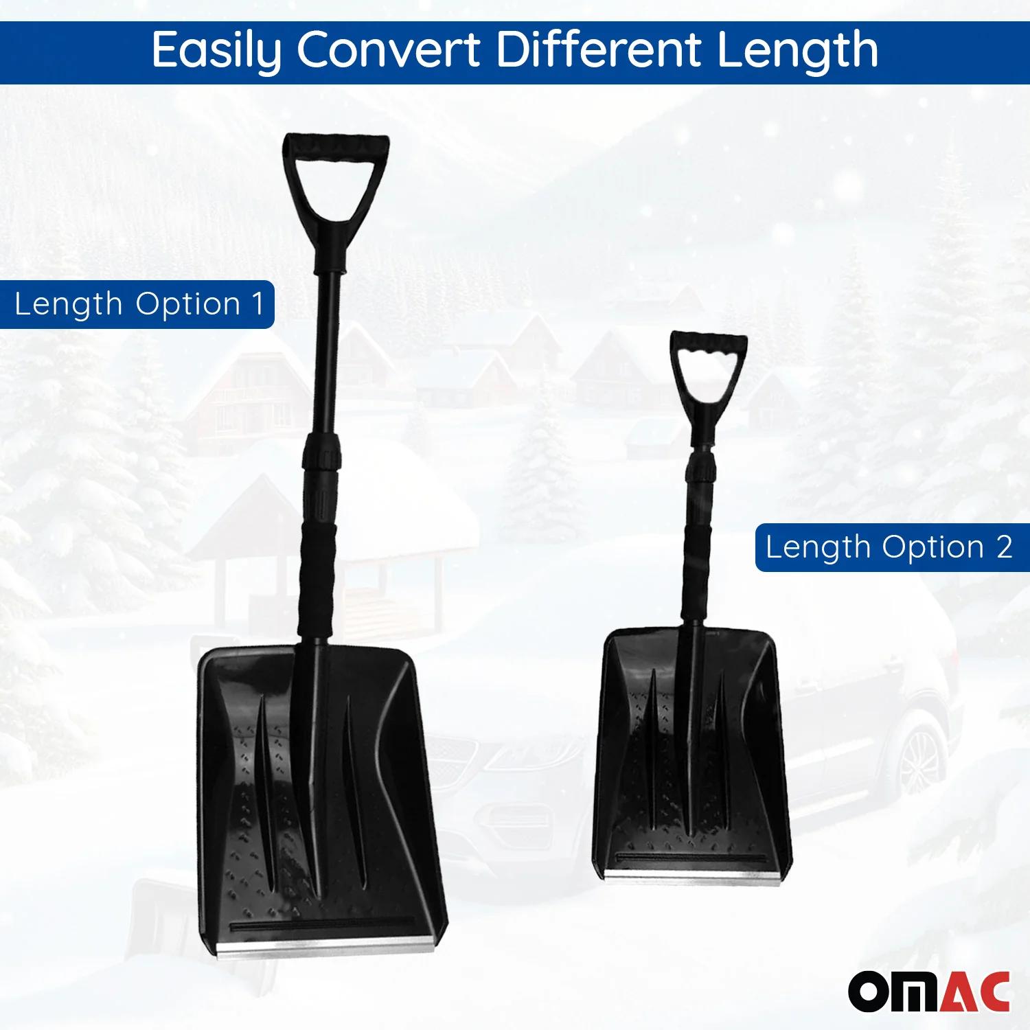 Snow Shovel with Scraper Compact Adjustable Lock Portable Lightweight - Image 7