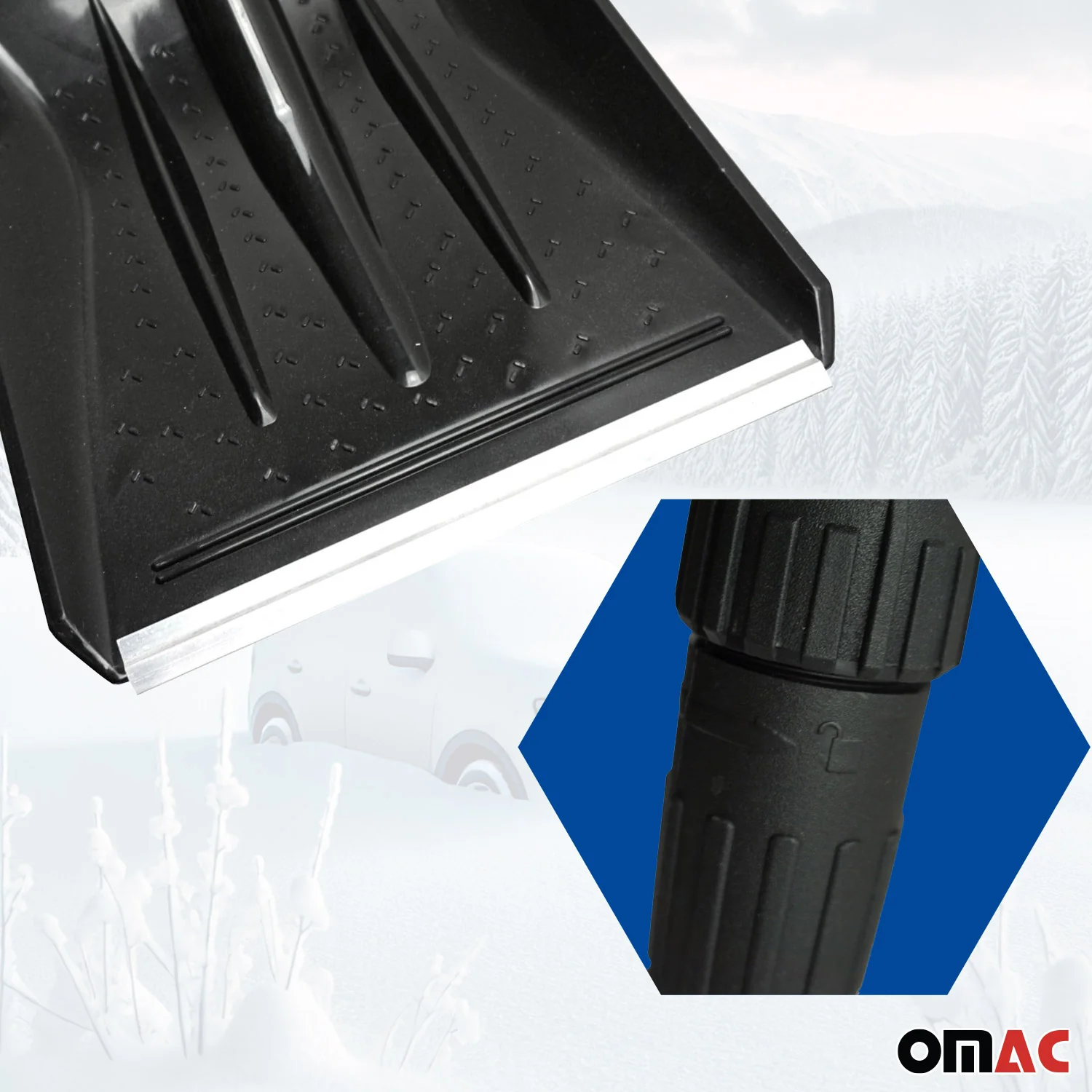 Snow Shovel with Scraper Compact Adjustable Lock Portable Lightweight - Image 8