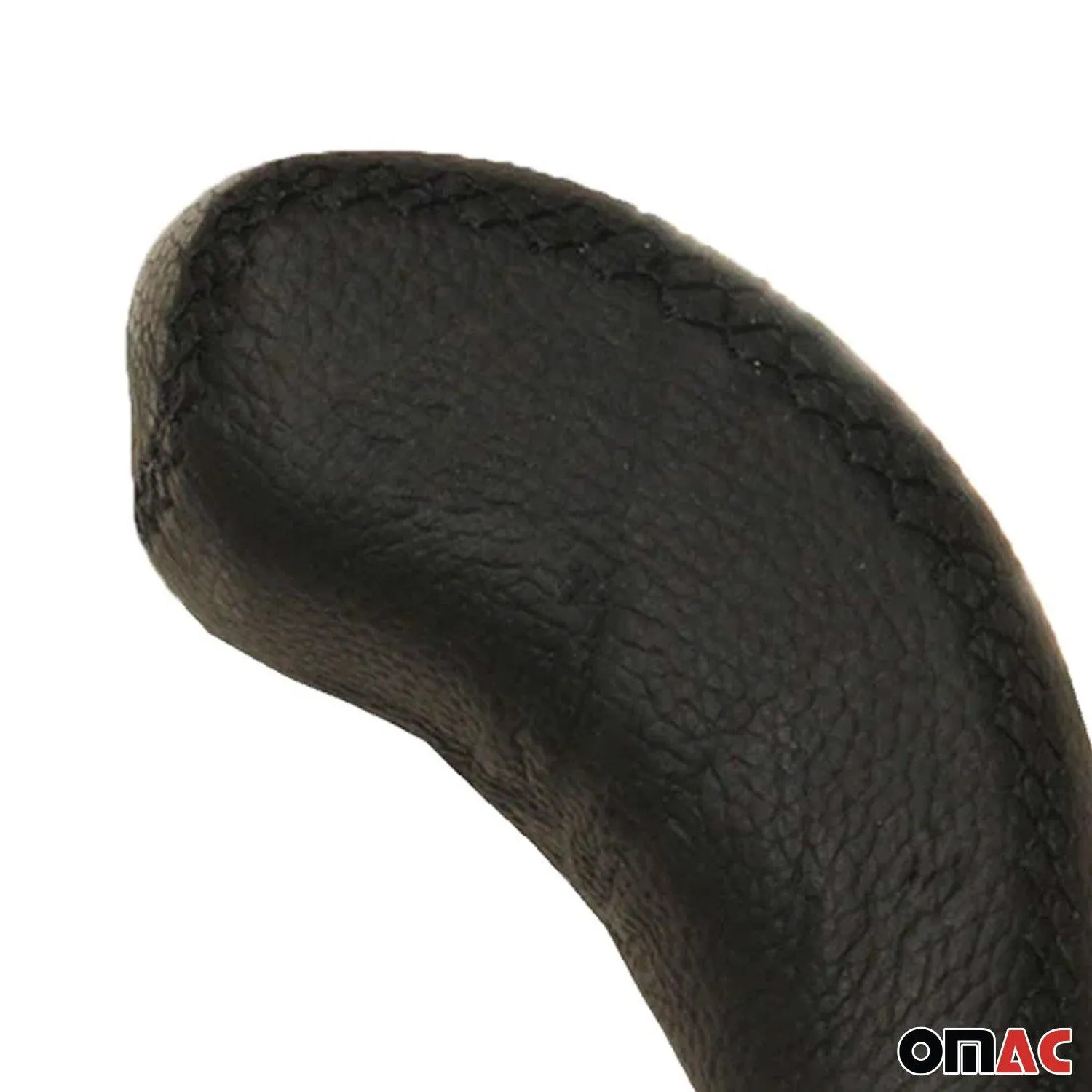 Black PU Leather Black Stitching Chrome Auto Car Gear Shift Knob Shifter Handle - Image 6