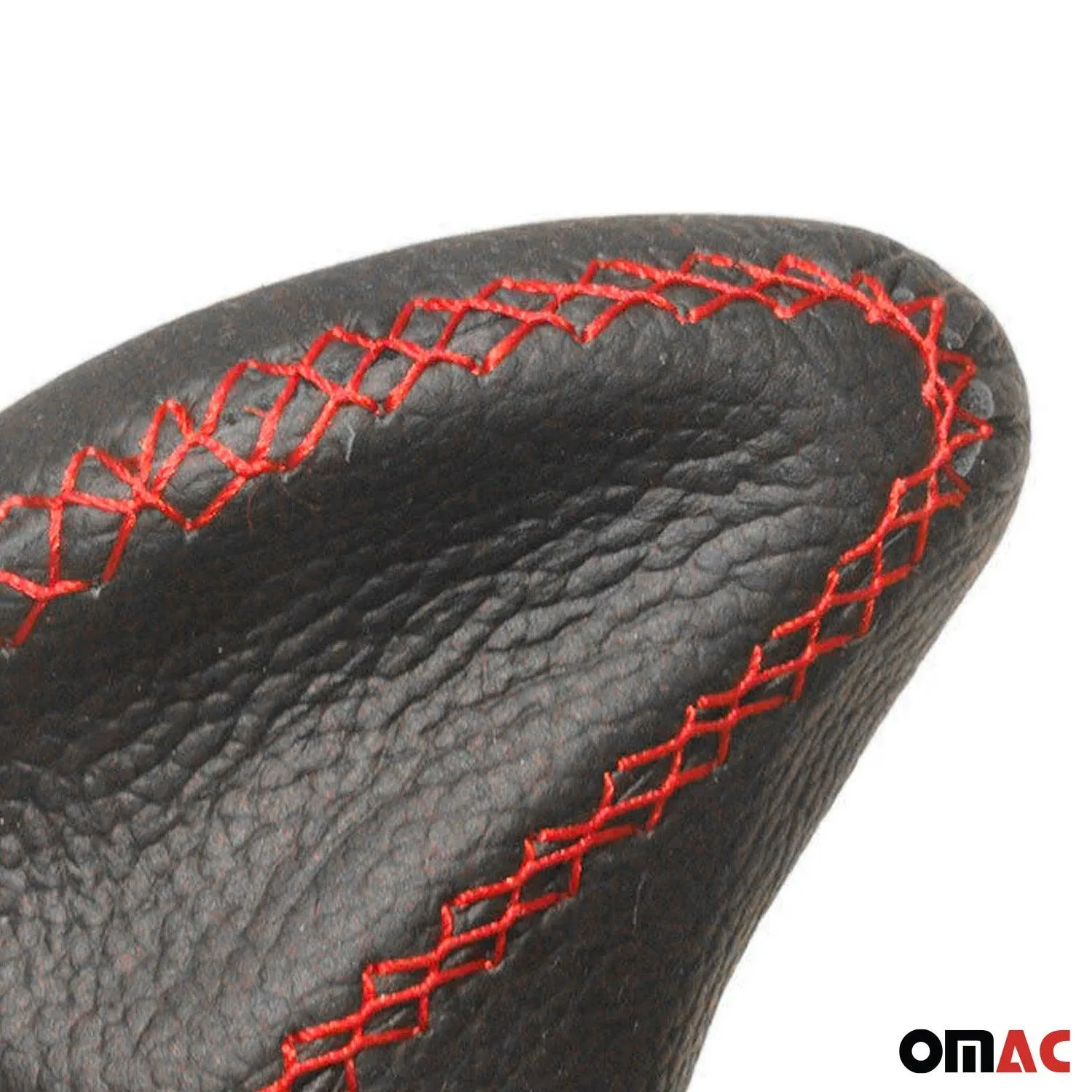 Black PU Leather Red Stiching Chrome Auto Car Gear Shift Knob Shifter Lever - Image 5