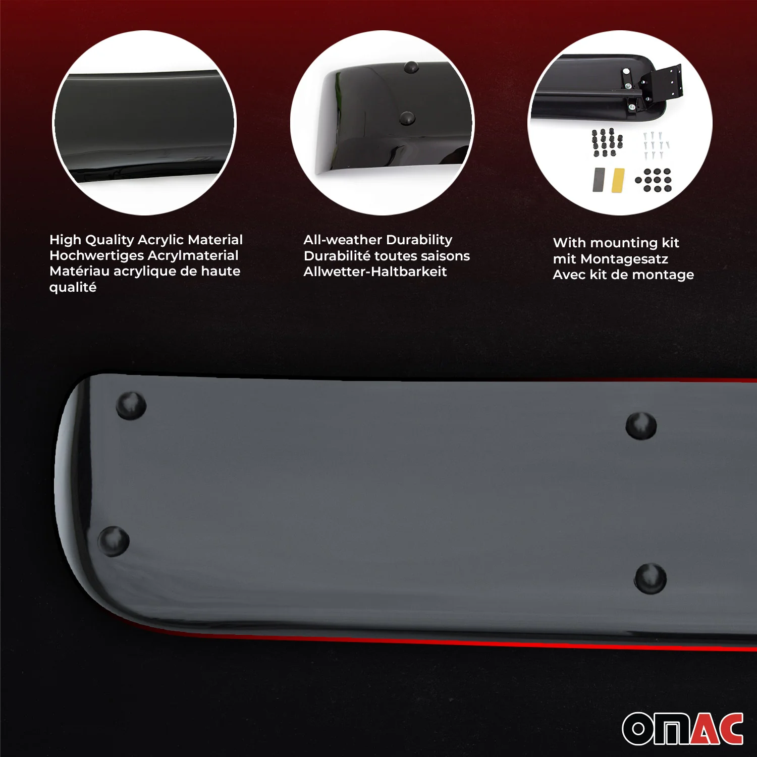 2016-2024 Mercedes Metris Windshield Sun Visor & Bug Shield Hood Deflector Kit 2Pcs Smoke - Image 9