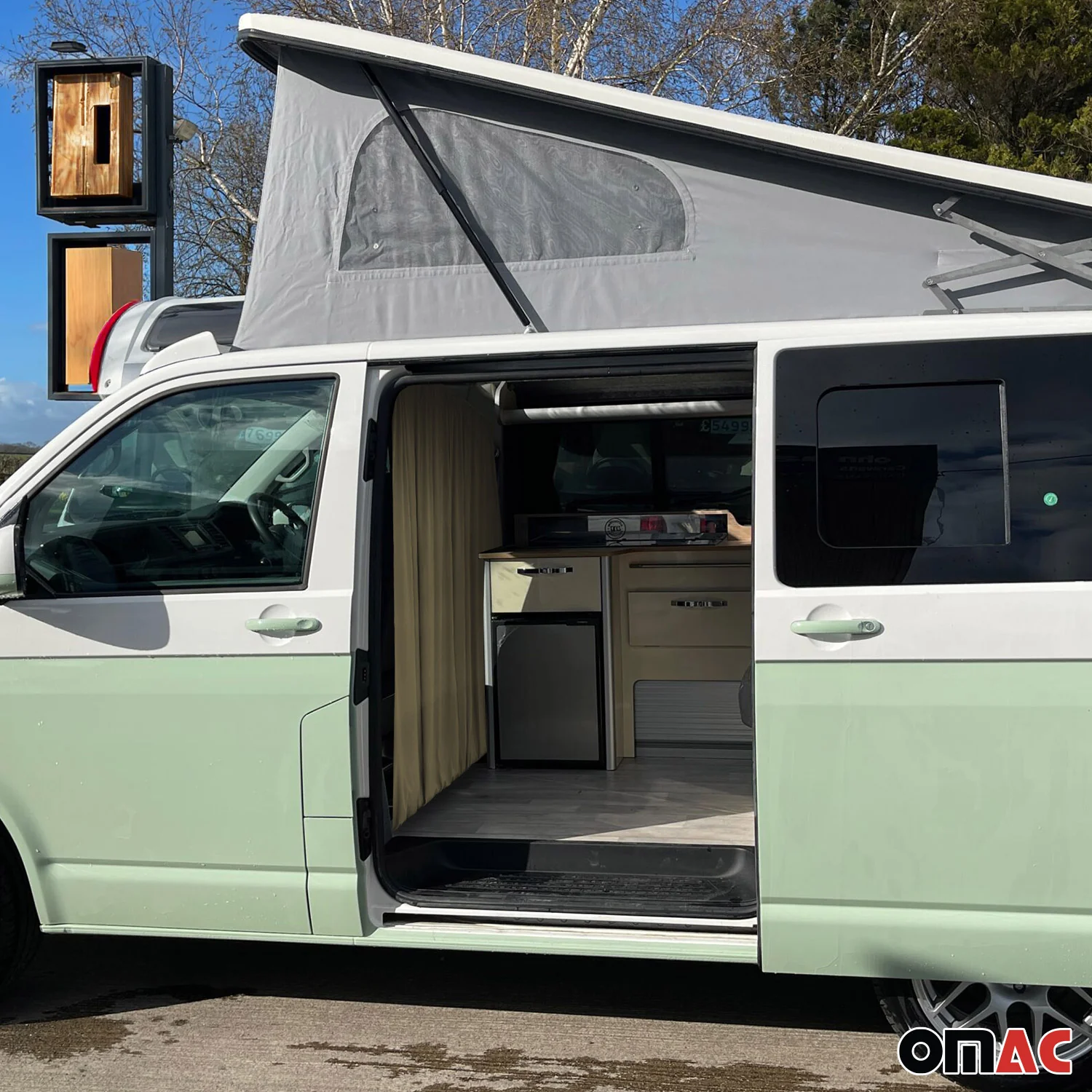 63" x 71" Cab Divider Van Cabin Curtain Campervan Kit Beige - Image 5