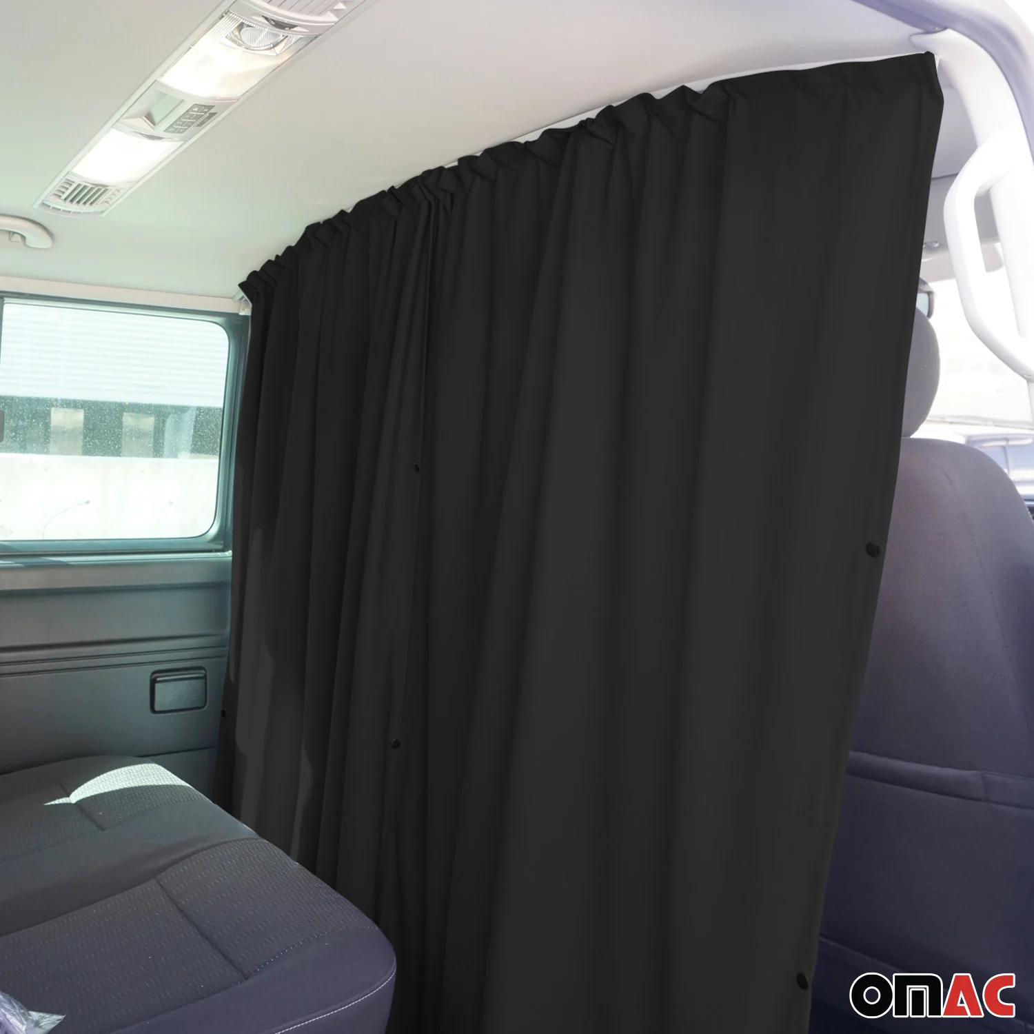 63" x 71" Cab Divider Van Cabin Curtain Campervan Kit Black - Image 6