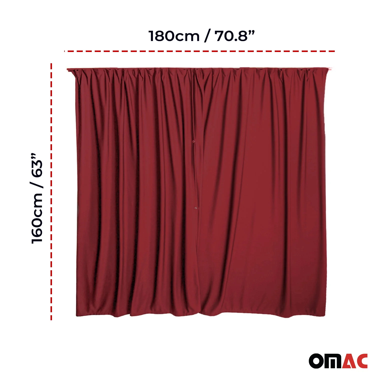 63" x 71" Cab Divider Van Cabin Curtain Campervan Kit Red - Image 3
