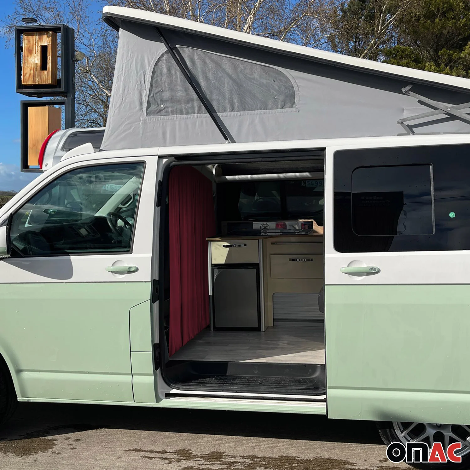 54" x 71" Cab Divider Van Cabin Curtain Campervan Kit Red - Image 5