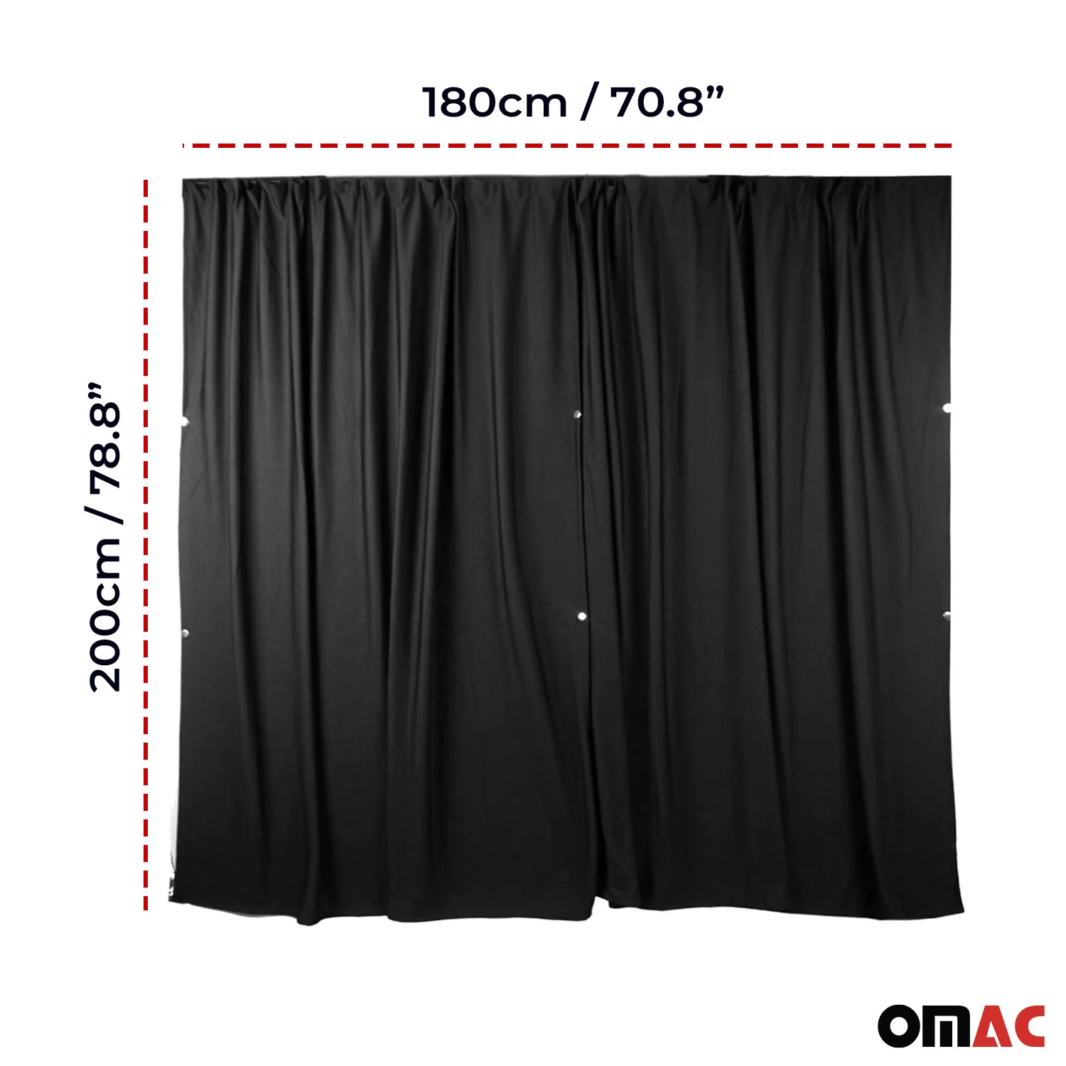 79" x 71" Van Cab Divider Cabin Curtain Campervan Kit Black - Image 3