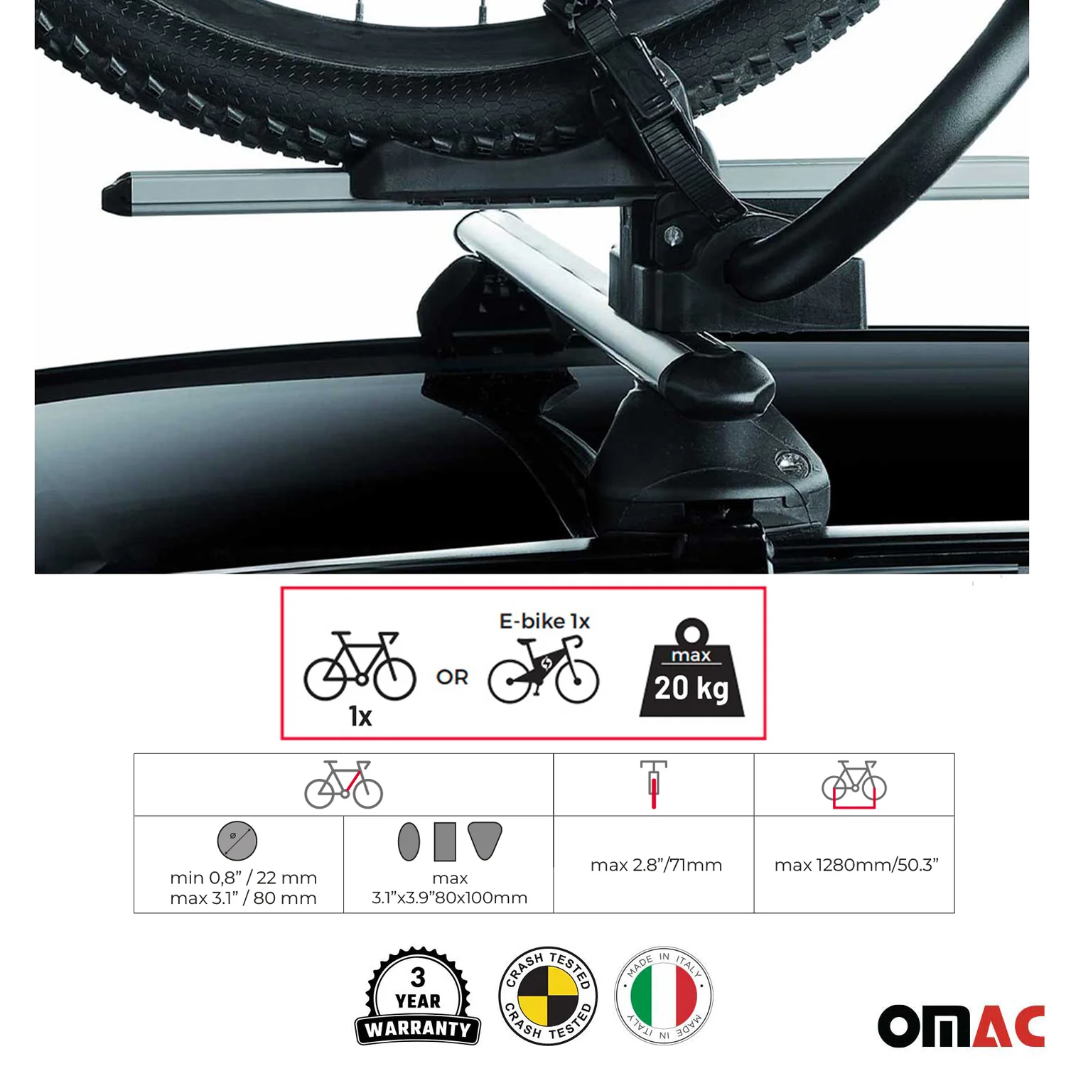 Car Rooftop Mount Bike Rack Carrier Bicycle Universal Lockable Black 2Pcs - Image 2