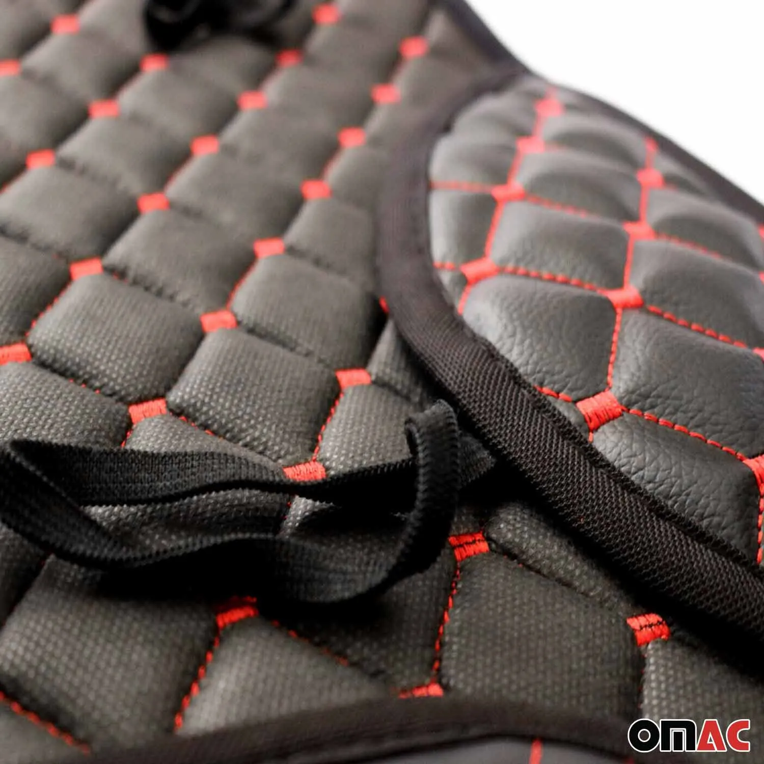 Chevrolet Silverado Leather Breathable Front Seat Cover Pads Black Red 1Pc - Image 6