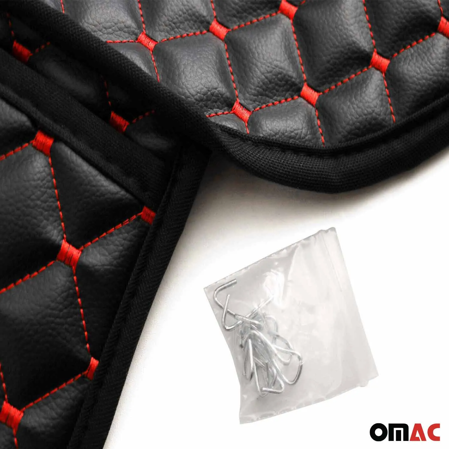 Ford F-150 F-250 F-350 Leather Breathable Front Seat Cover Pads Black Red - Image 8