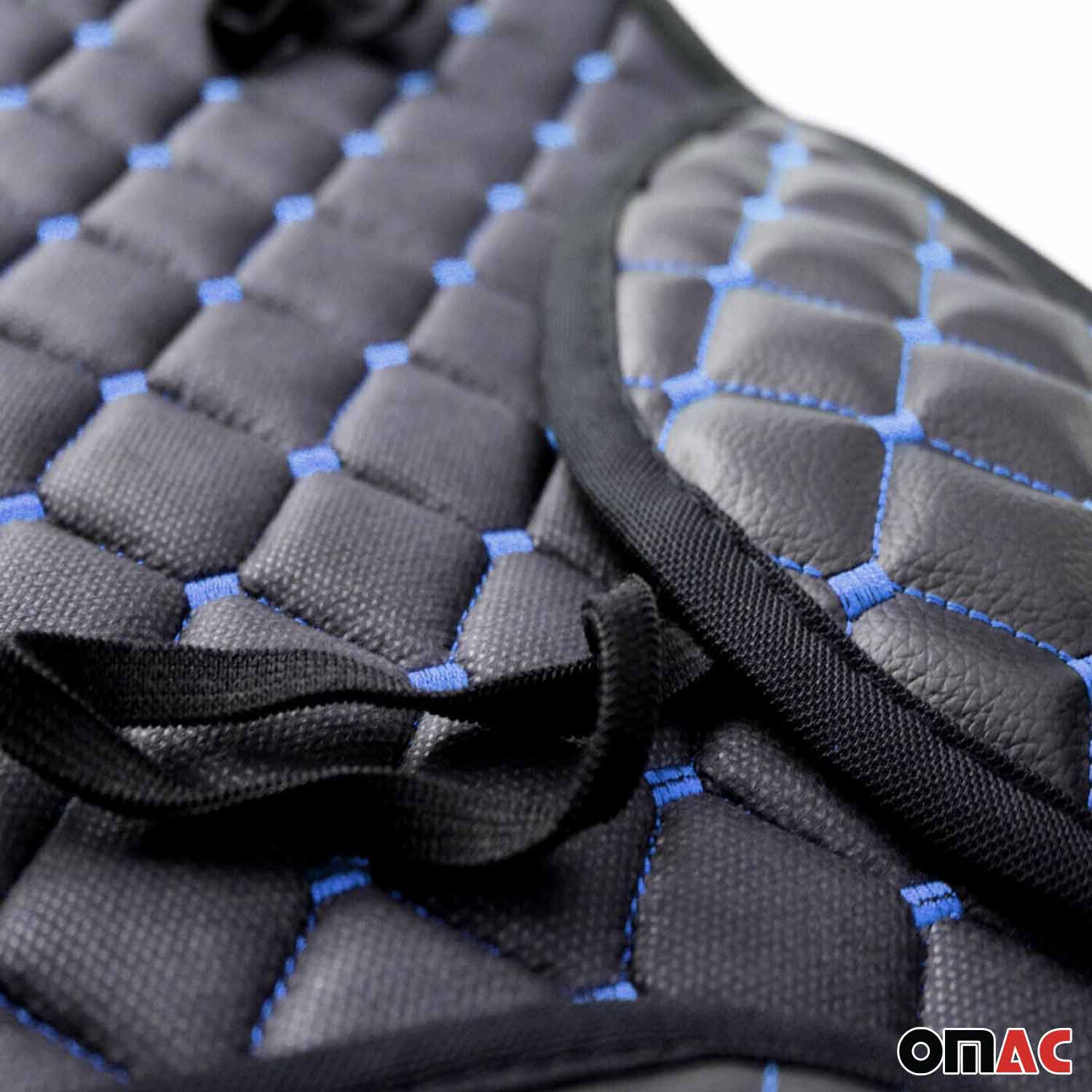 Kia Leather Breathable Front Seat Cover Pads Black Blue 1Pc - Image 6