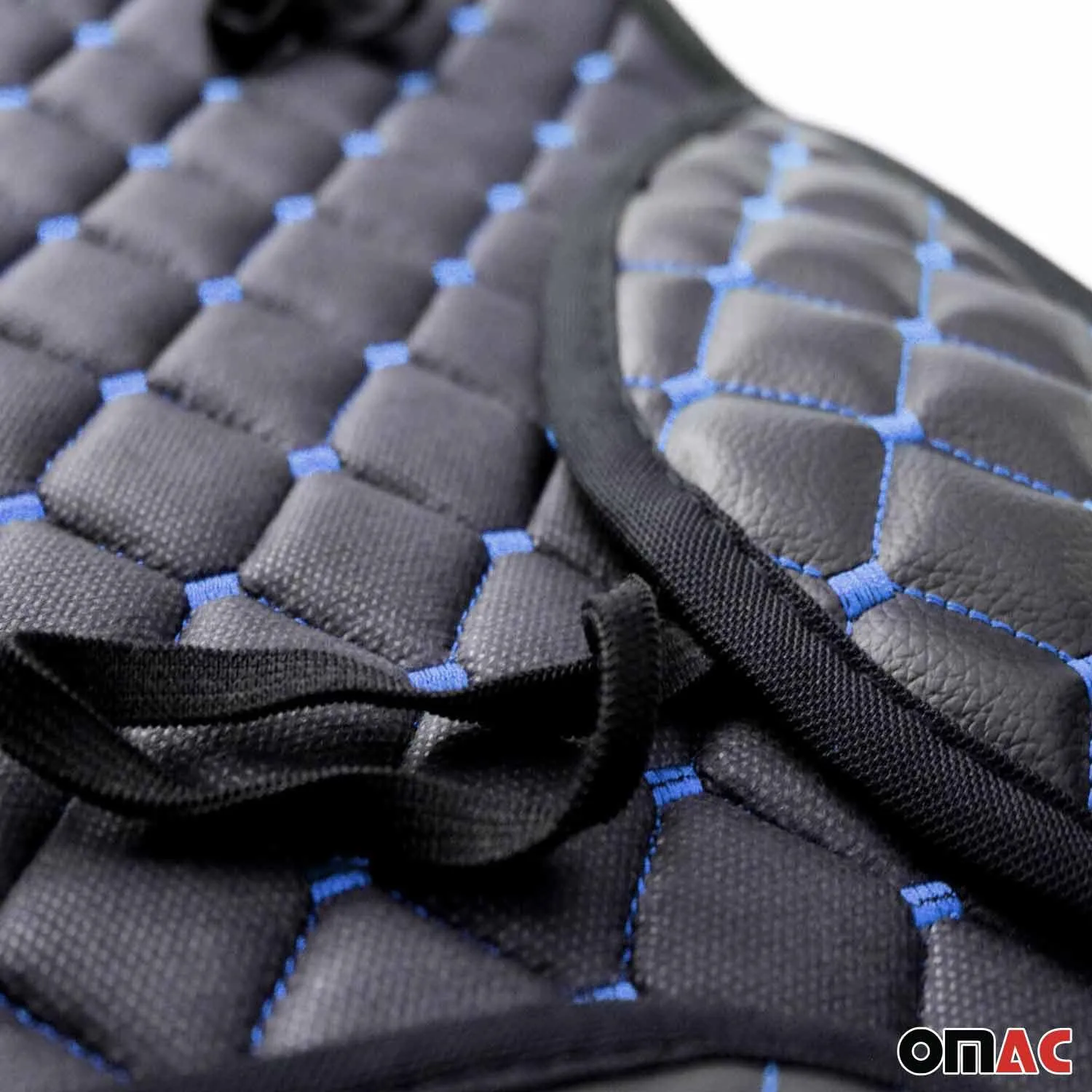 Lexus Leather Breathable Front Seat Cover Pads Black Blue 1Pc - Image 6