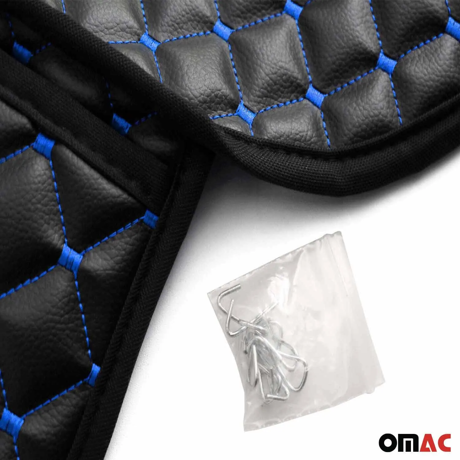 Mazda Leather Breathable Front Seat Cover Pads Black Blue 1Pc - Image 8