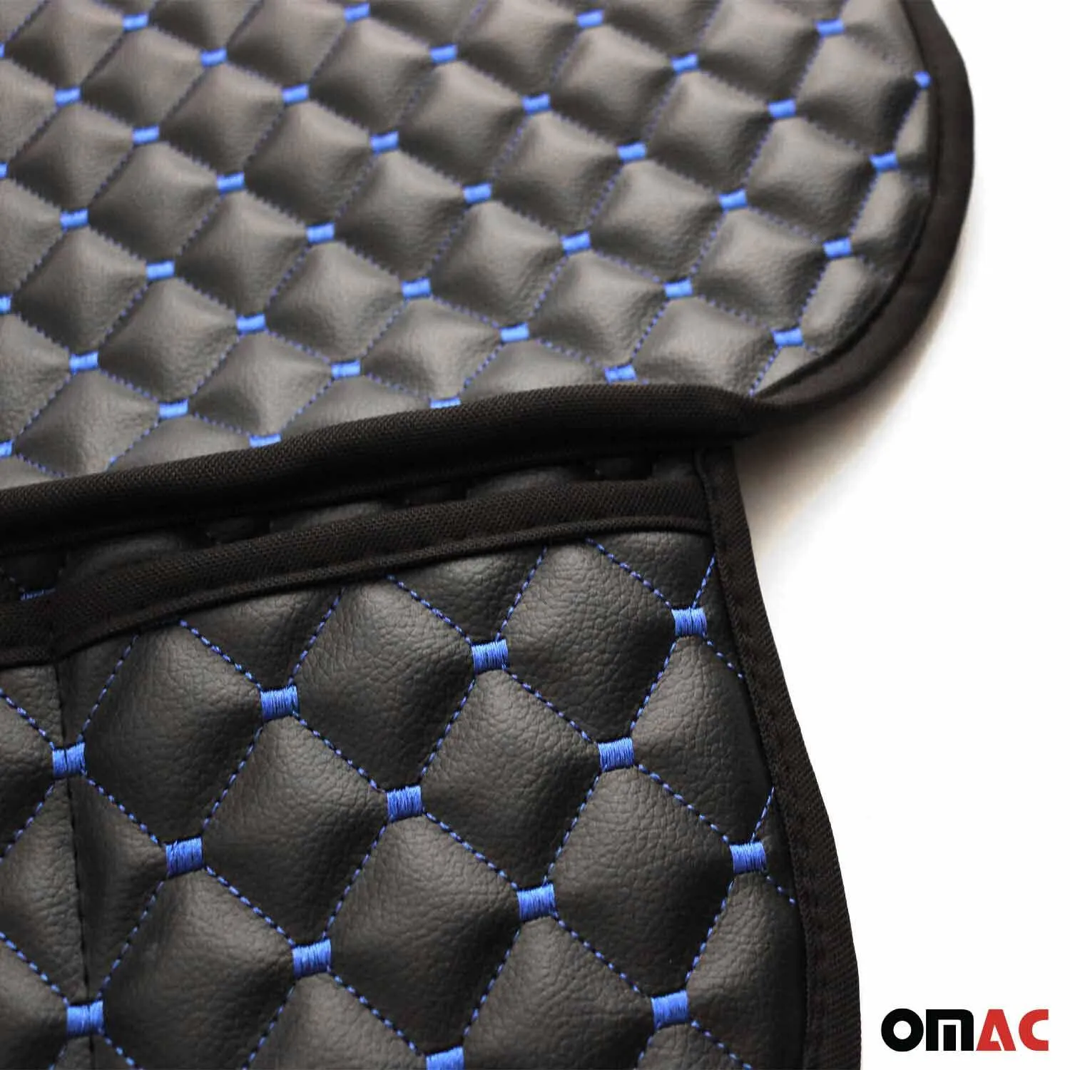 RAM Leather Breathable Front Seat Cover Pads Black Blue 1Pc - Image 3
