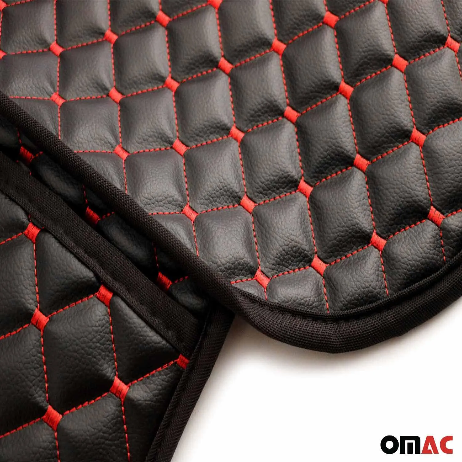 Tesla Leather Breathable Front Seat Cover Pads Black Red 1Pc - Image 3