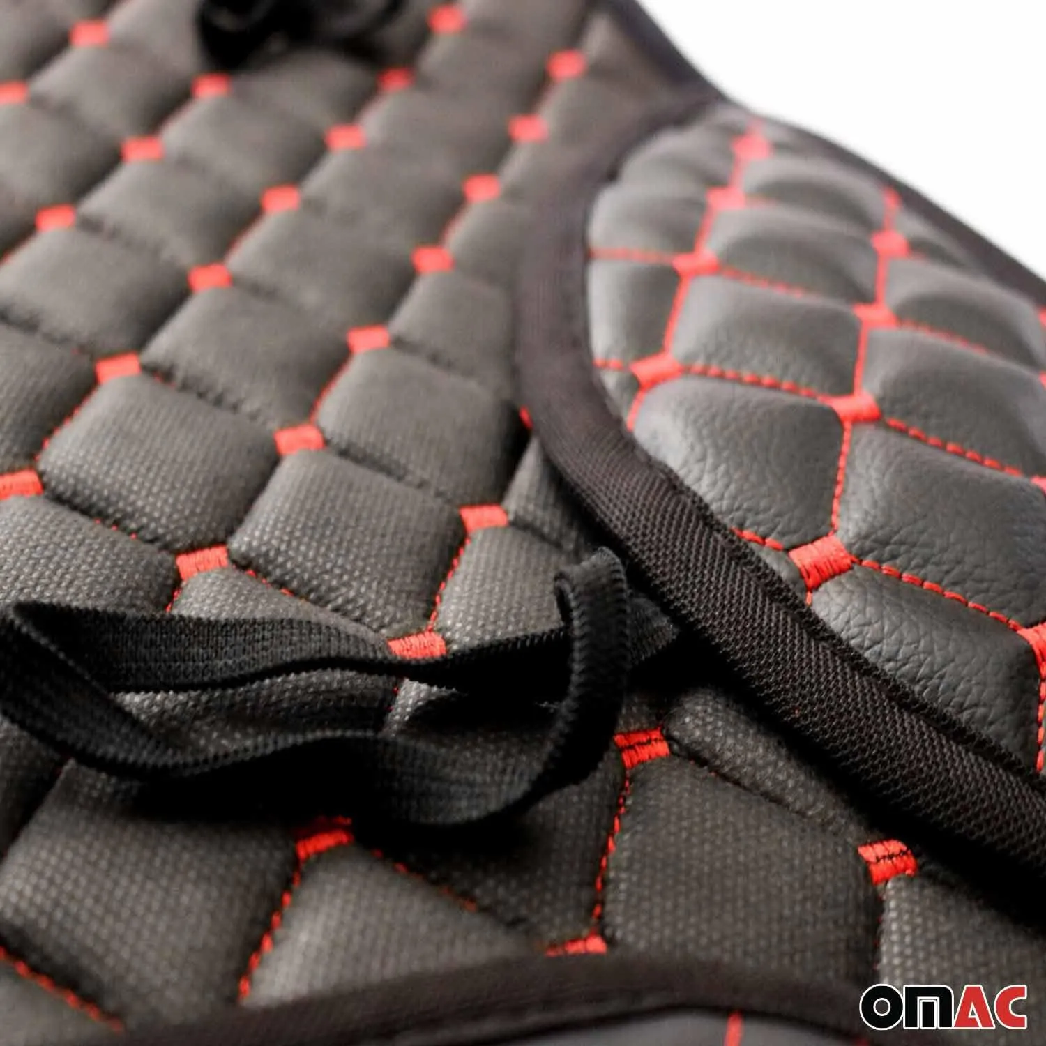 Tesla Leather Breathable Front Seat Cover Pads Black Red 1Pc - Image 6