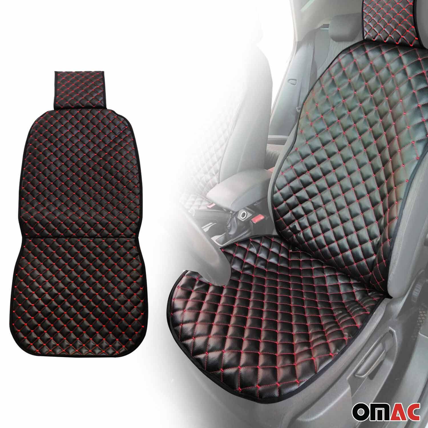 Nissan Leather Breathable Front Seat Cover Pads Black Red 1Pc - Image 2