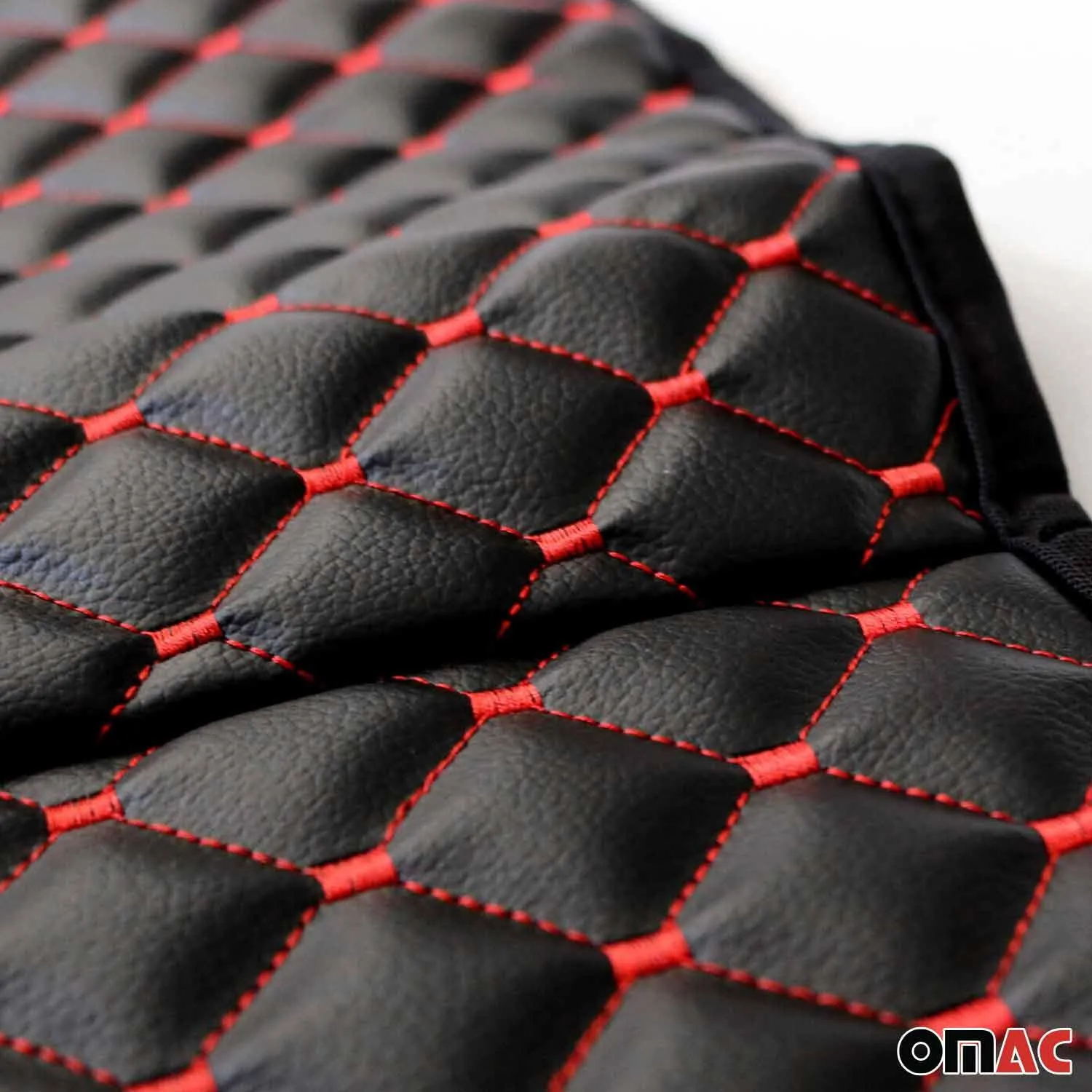 Audi Leather Breathable Front Seat Cover Pads Black Red 1Pc - Image 4