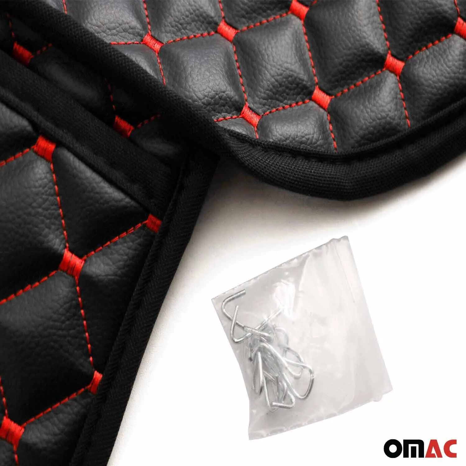 GMC Leather Breathable Front Seat Cover Pads Black Red 1Pc - Image 8